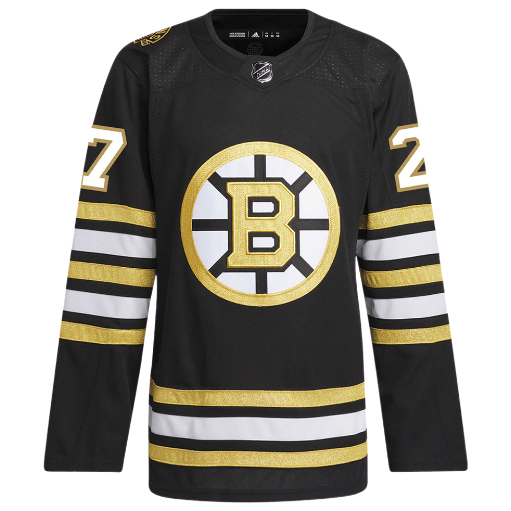 Alternative view of Hampus Lindholm 27 Boston Bruins 100th Anniversary Primegreen Home Men Hockey Jersey - Black - JS282 