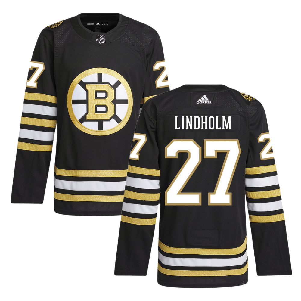 Hampus Lindholm 27 Boston Bruins 100th Anniversary Primegreen Home Men Hockey Jersey - Black - JS282 