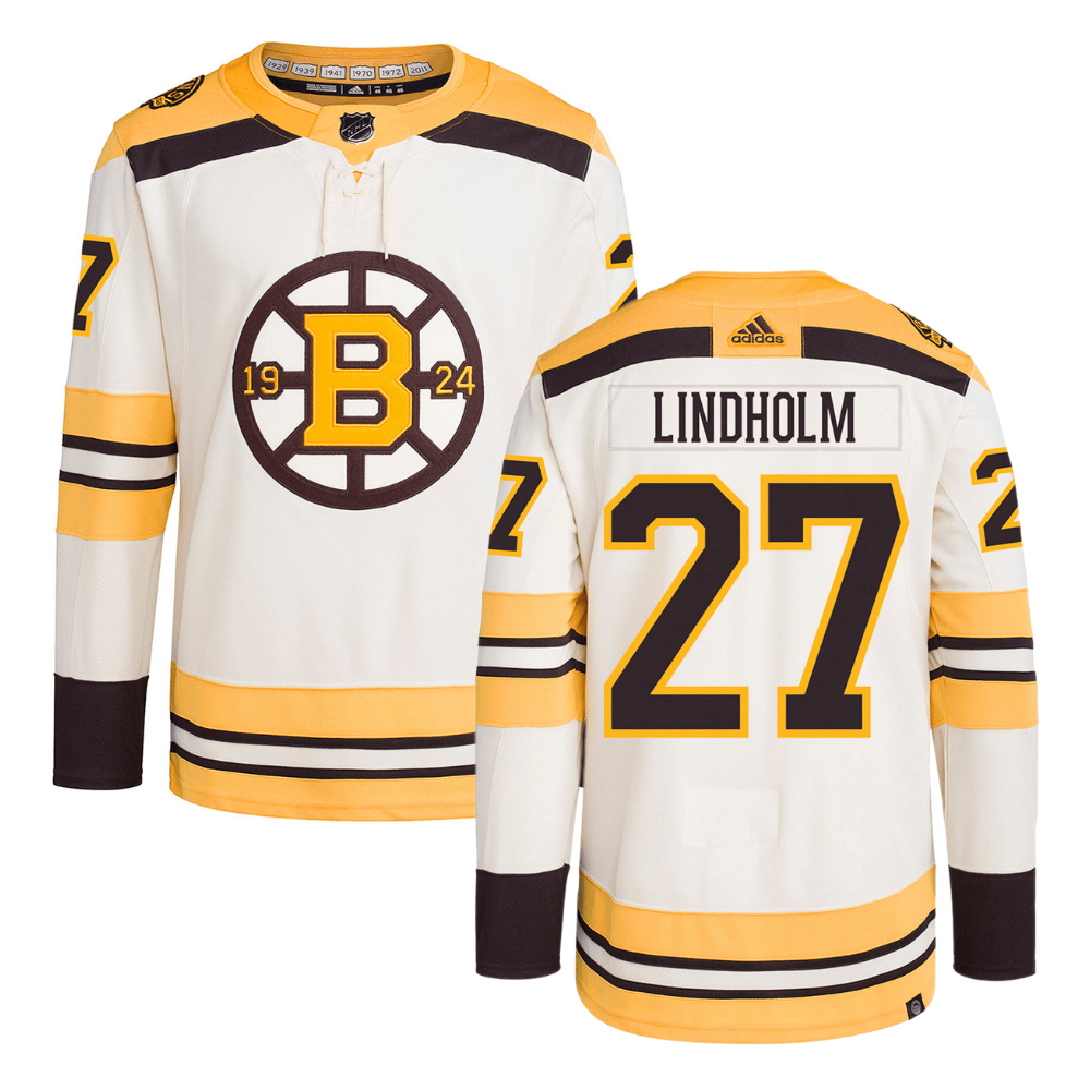 Hampus Lindholm 27 Boston Bruins 100th Anniversary Primegreen Third Men Hockey Jersey - Cream - JS221 