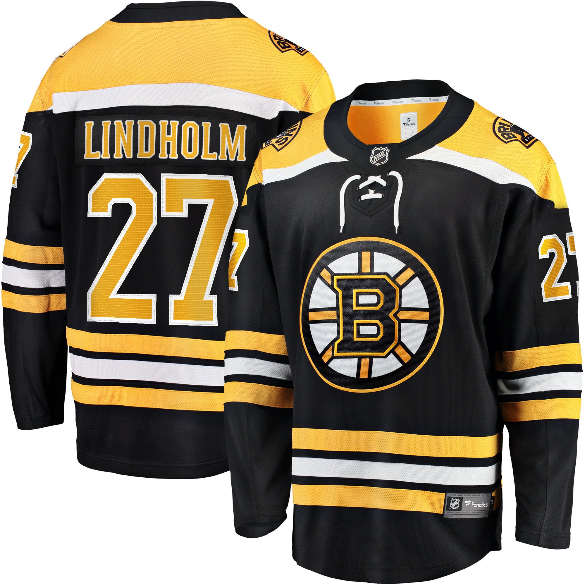 Hampus Lindholm 27 Boston Bruins Home Breakaway Hockey Jersey - Men, Black - JS706 