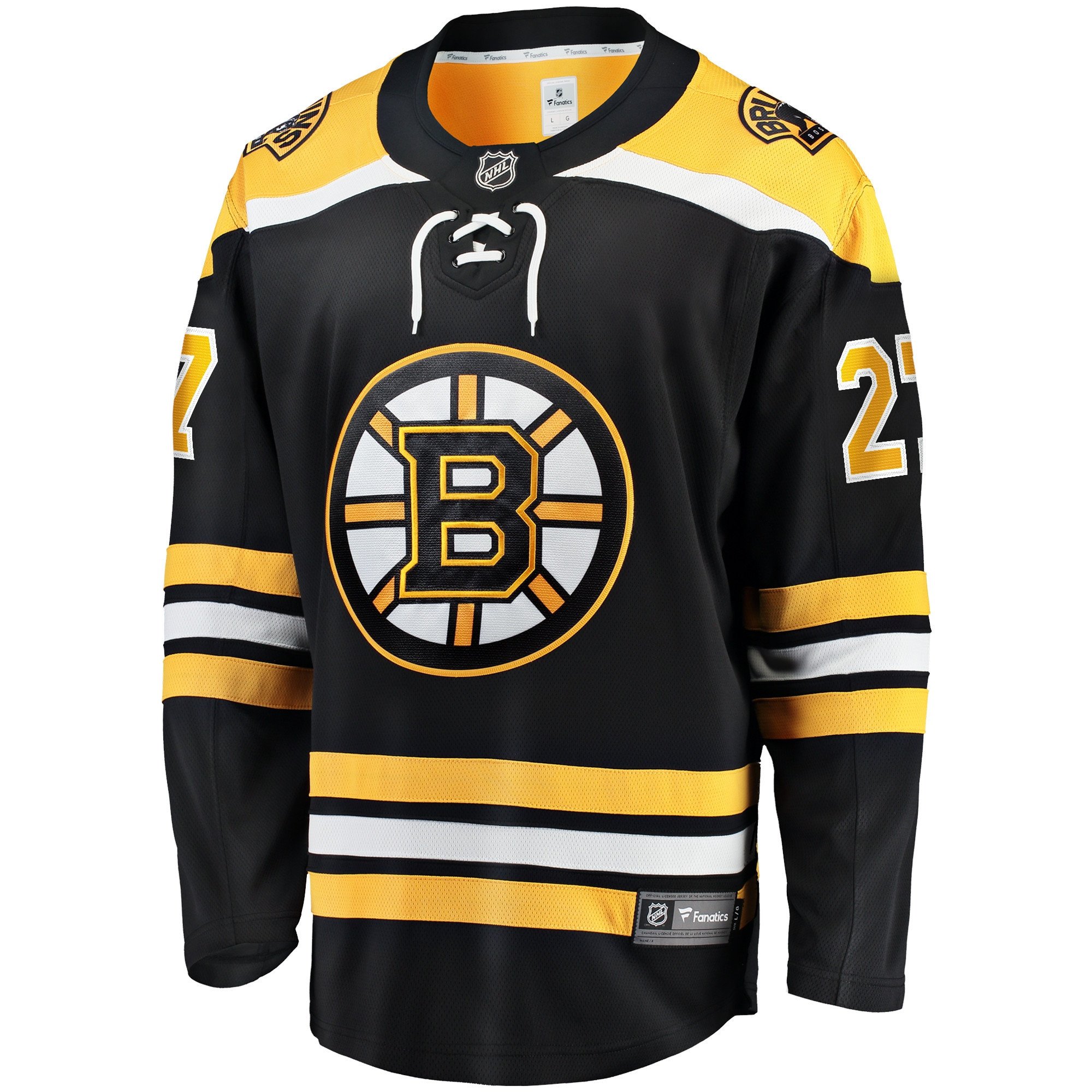 Alternative view of Hampus Lindholm 27 Boston Bruins Home Breakaway Hockey Jersey - Men, Black - JS706 