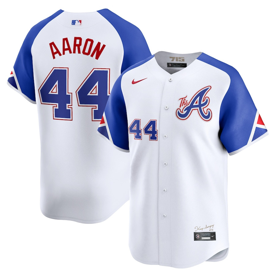 Hank Aaron 44 Atlanta Braves City Connect Retired Men Baseball Jersey - White - JS494