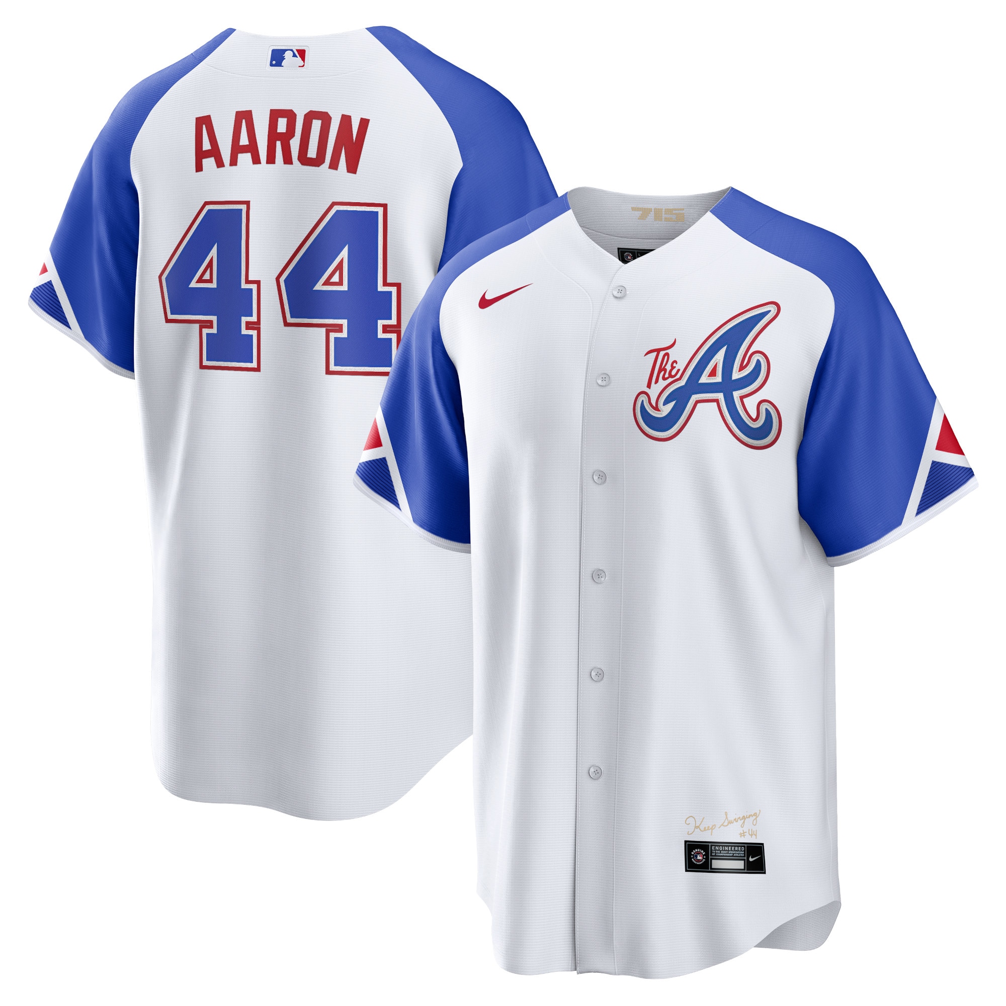 Alternative view of Hank Aaron Atlanta Braves 2023 City Connect Replica Player Baseball Jersey - White
