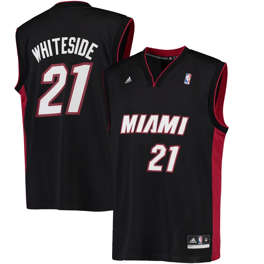 Hassan Whiteside Miami Heat Adidas Road Replica Basketball Jersey - Black