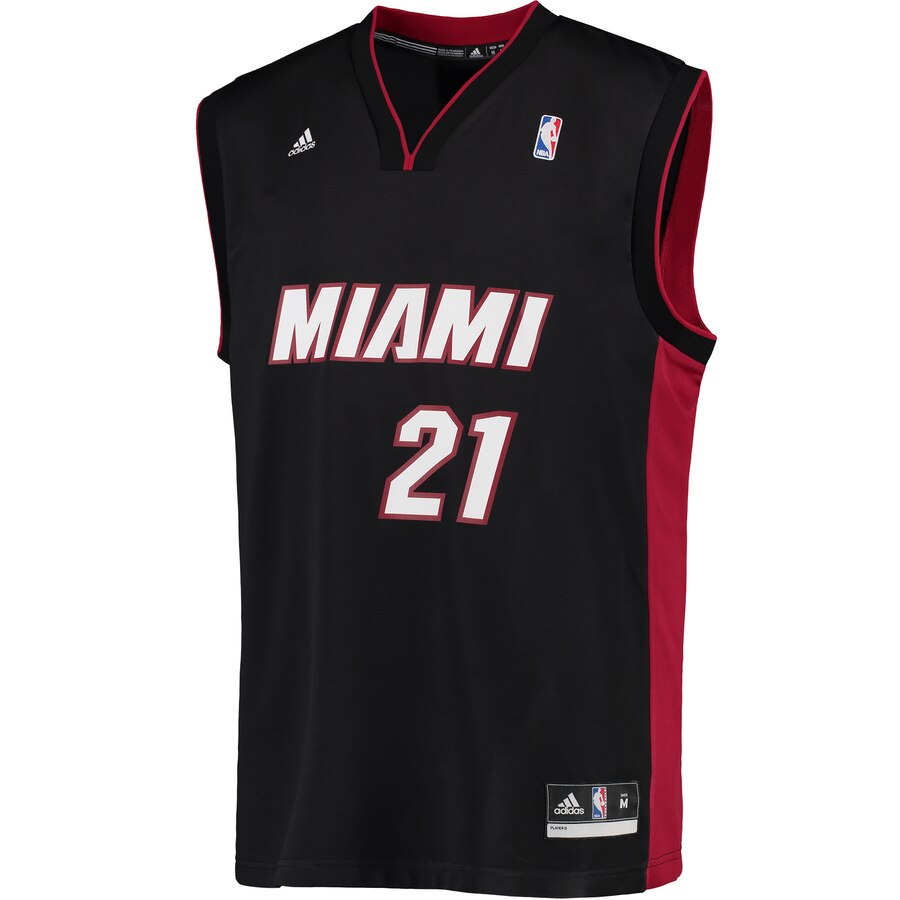 Alternative view of Hassan Whiteside Miami Heat Adidas Road Replica Basketball Jersey - Black