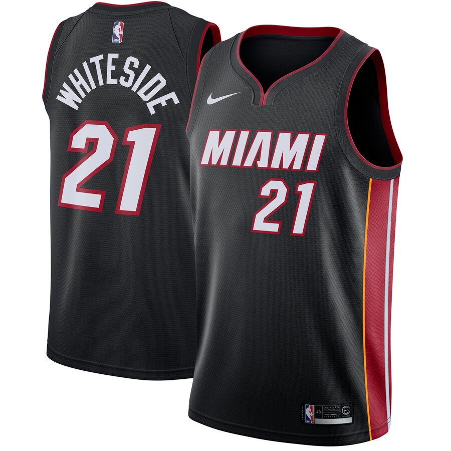Hassan Whiteside Miami Heat Swingman Basketball Jersey Black - Icon Edition