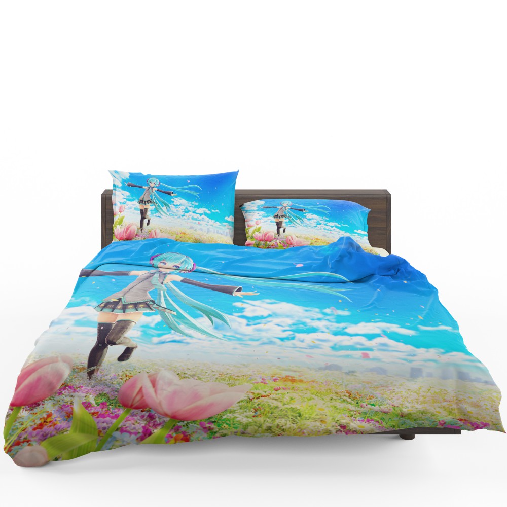 Hatsune Miku Flowers Tulips Anime Bedding Set - Custom Bedding Set
