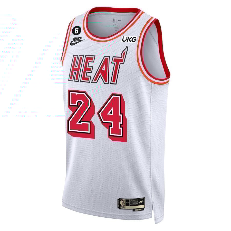 Alternative view of Haywood Highsmith 24 Miami Heat Final Champions 2023 Swingman Basketball Jersey - Classic Edition - White - JS421 