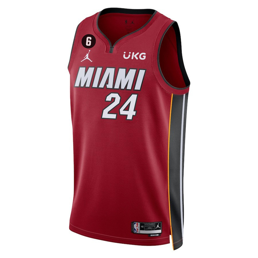 Alternative view of Haywood Highsmith 24 Miami Heat Final Champions 2023 Swingman Basketball Jersey - Red - JS921 