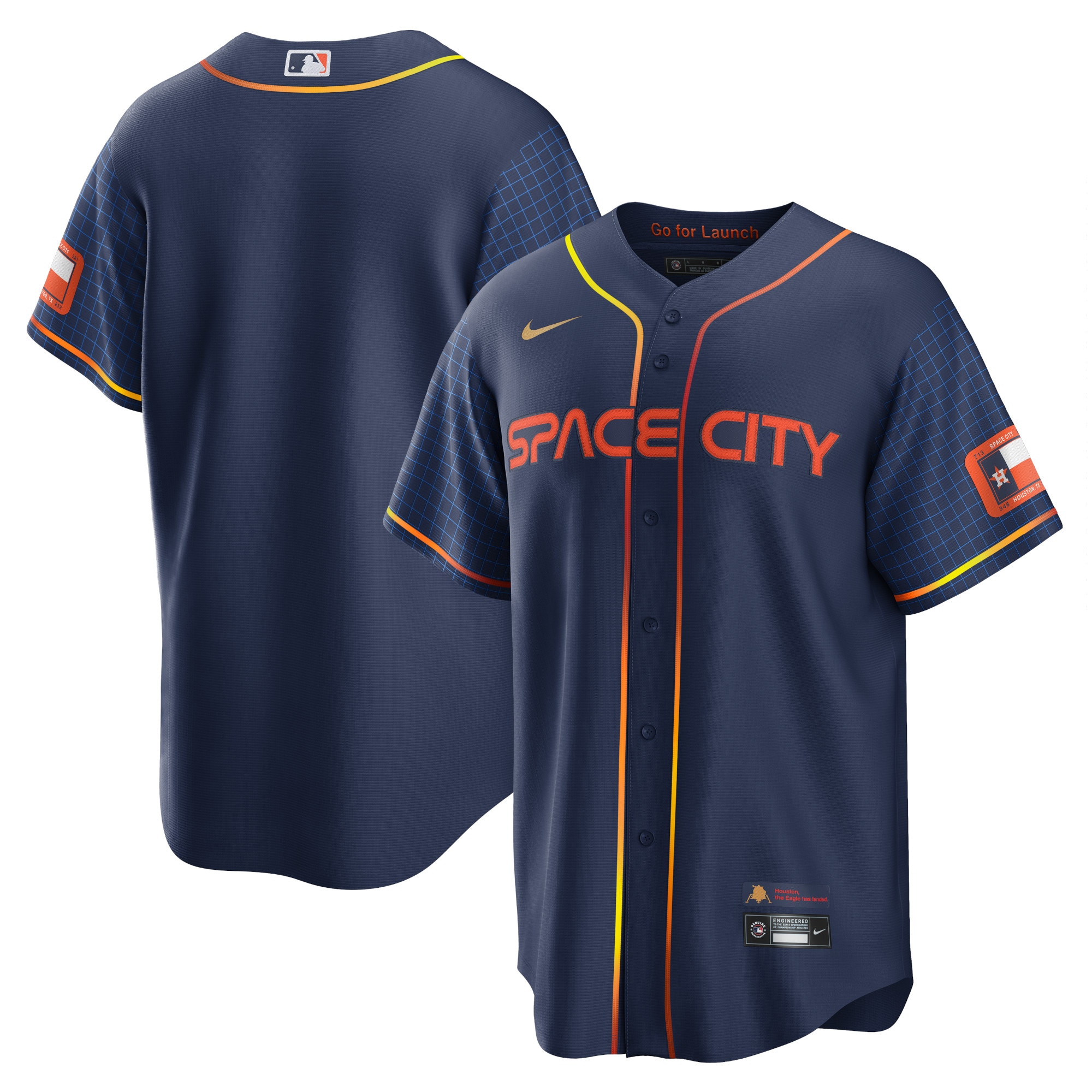 Alternative view of Houston Astros 2022 City Connect Replica Baseball Jersey - Navy
