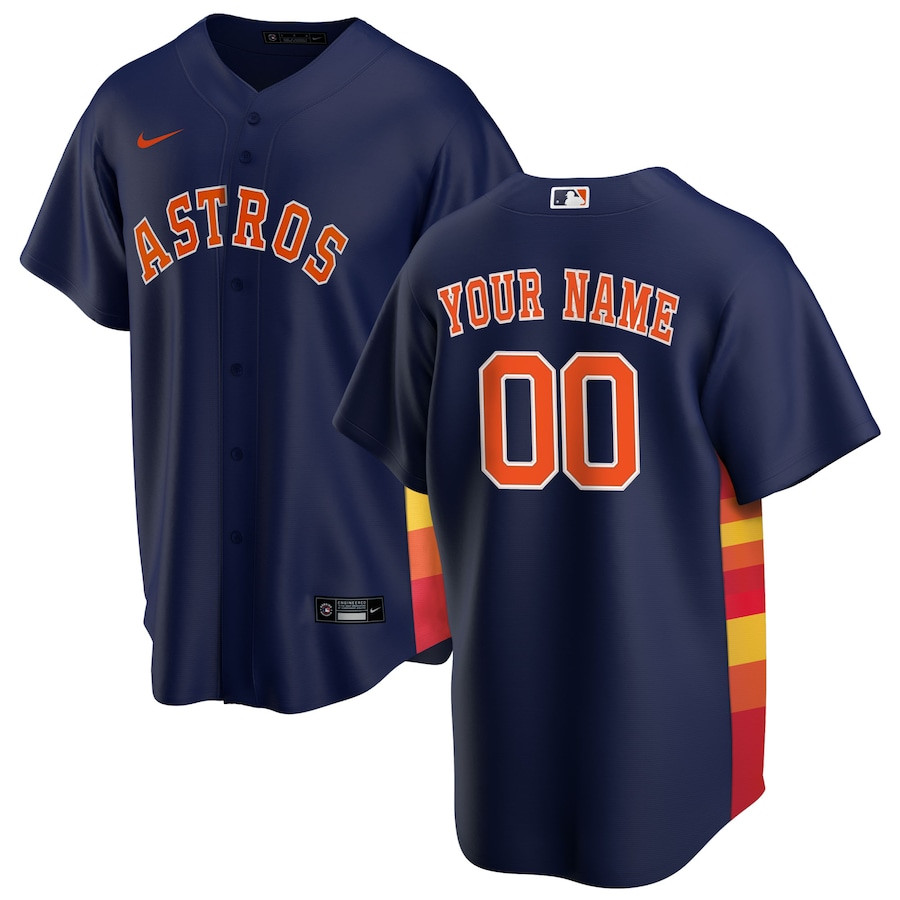 Houston Astros Alternate Custom Men Baseball Jersey - Navy