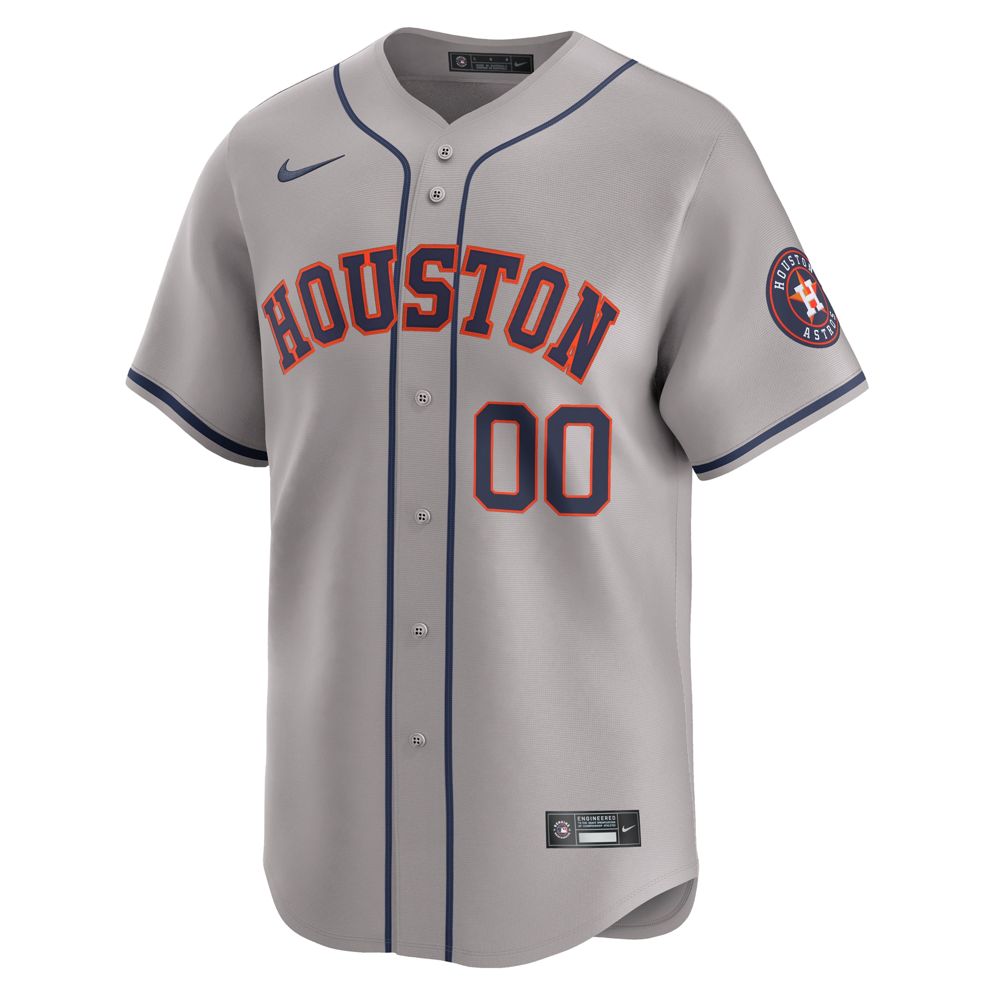 Alternative view of Houston Astros Away Limited Custom Baseball Jersey - Gray