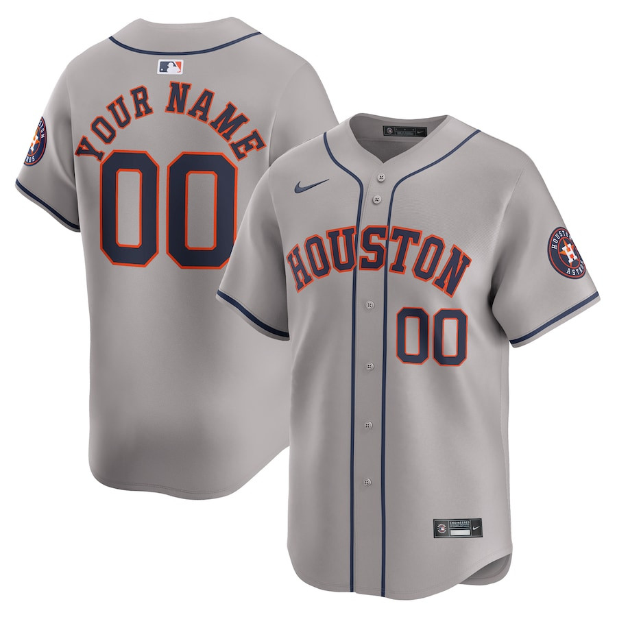Houston Astros Away Limited Custom Men Baseball Jersey - Gray 
