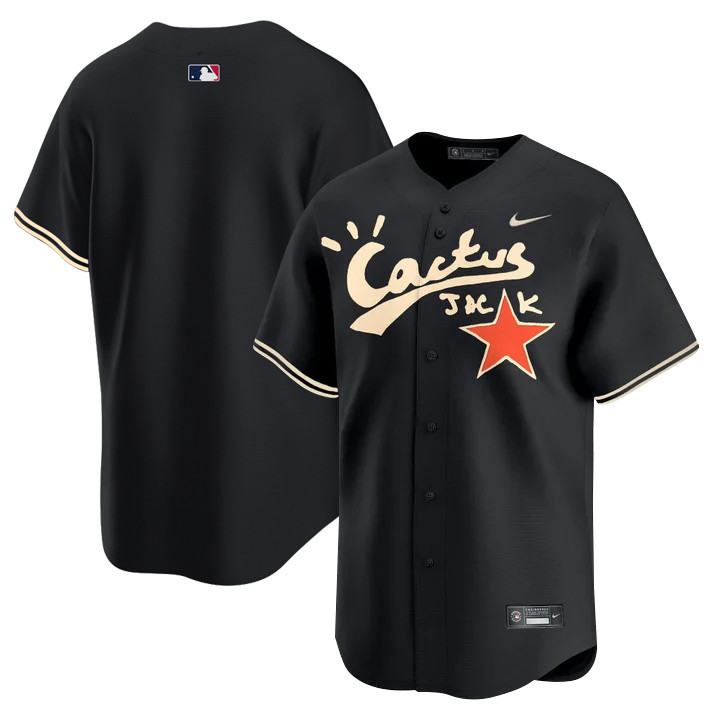 Houston Astros Cactus Jack Black Baseball Jersey V2 - Men