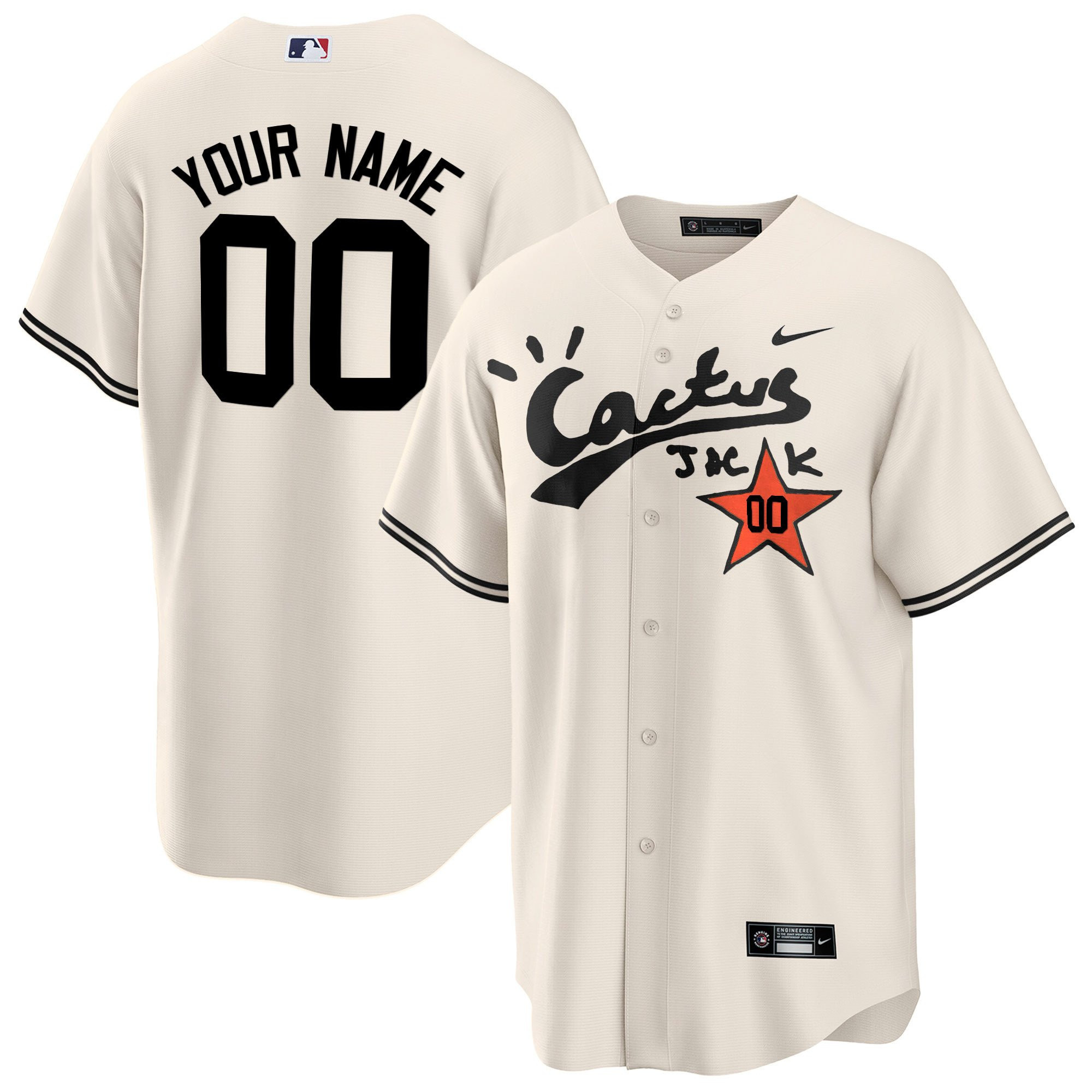 Houston Astros Cactus Jack Customized Men Baseball Jersey - Cream