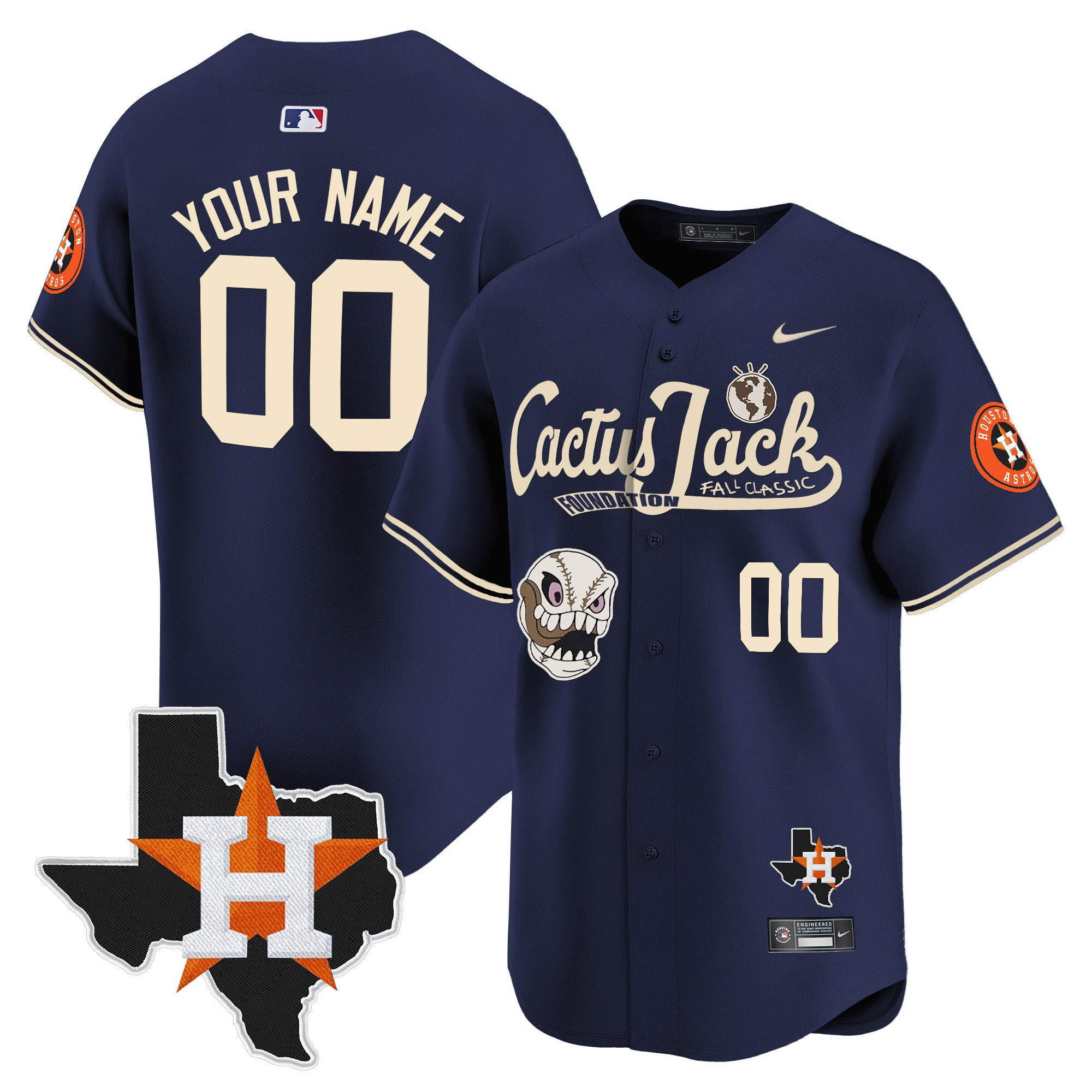 Alternative view of Houston Astros Cactus Jack Foundation Fall Classic Limited Baseball Jersey - Men, Customized 