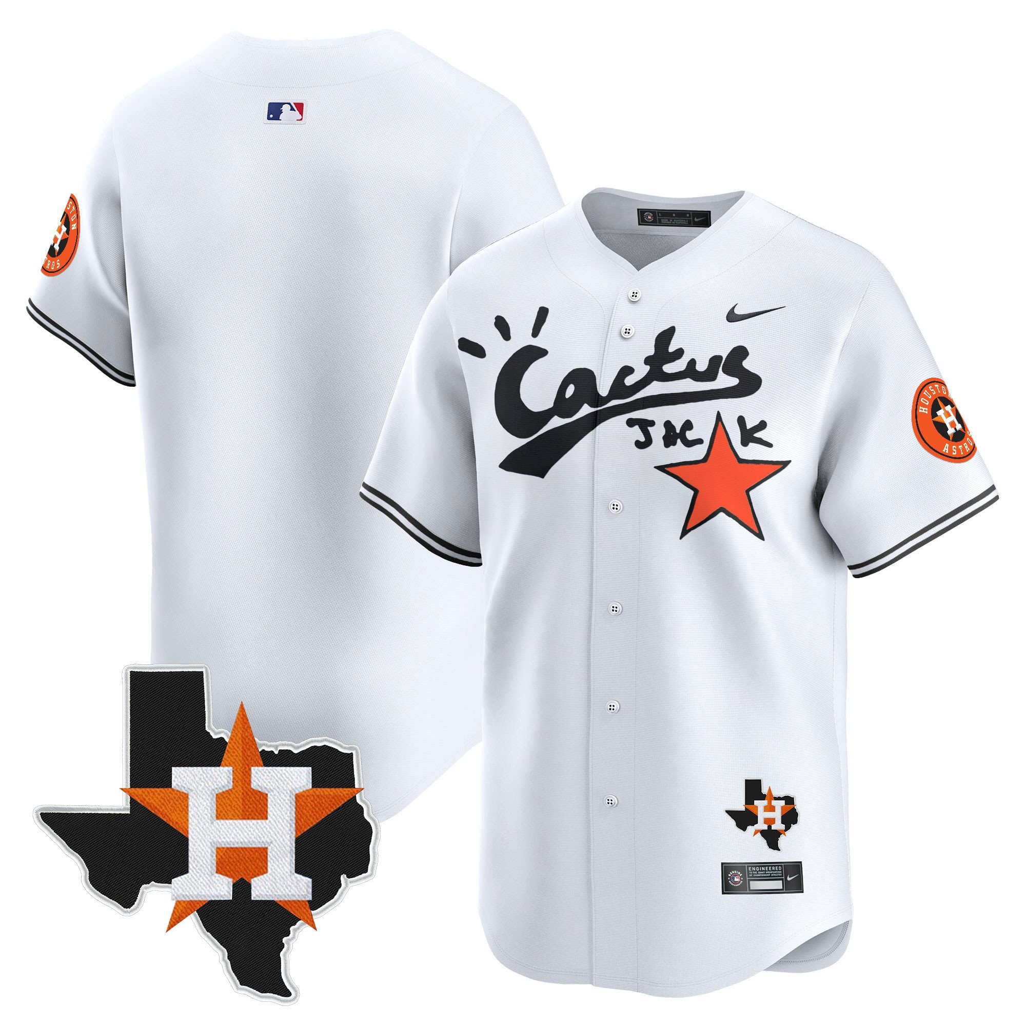 Houston Astros Cactus Jack Houston Patch Limited Baseball Jersey - Men, White 