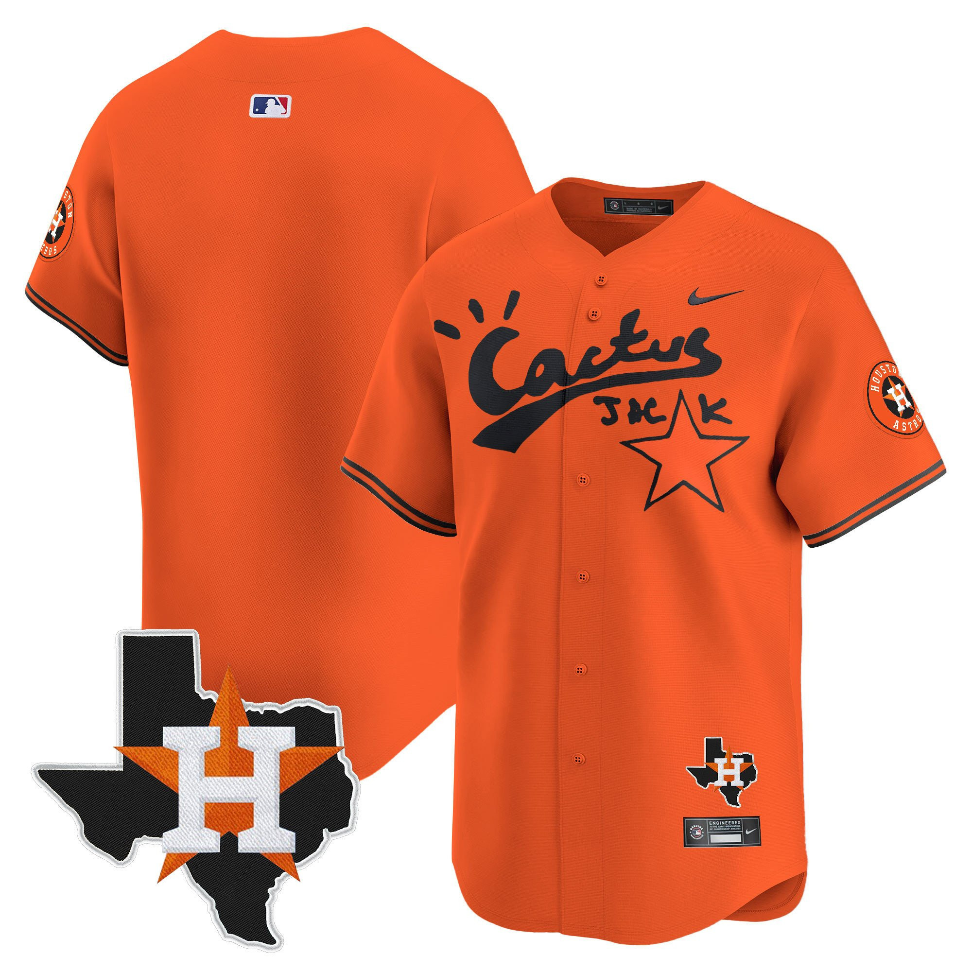 Houston Astros Cactus Jack Houston Patch Orange Limited Baseball Jersey - Men 