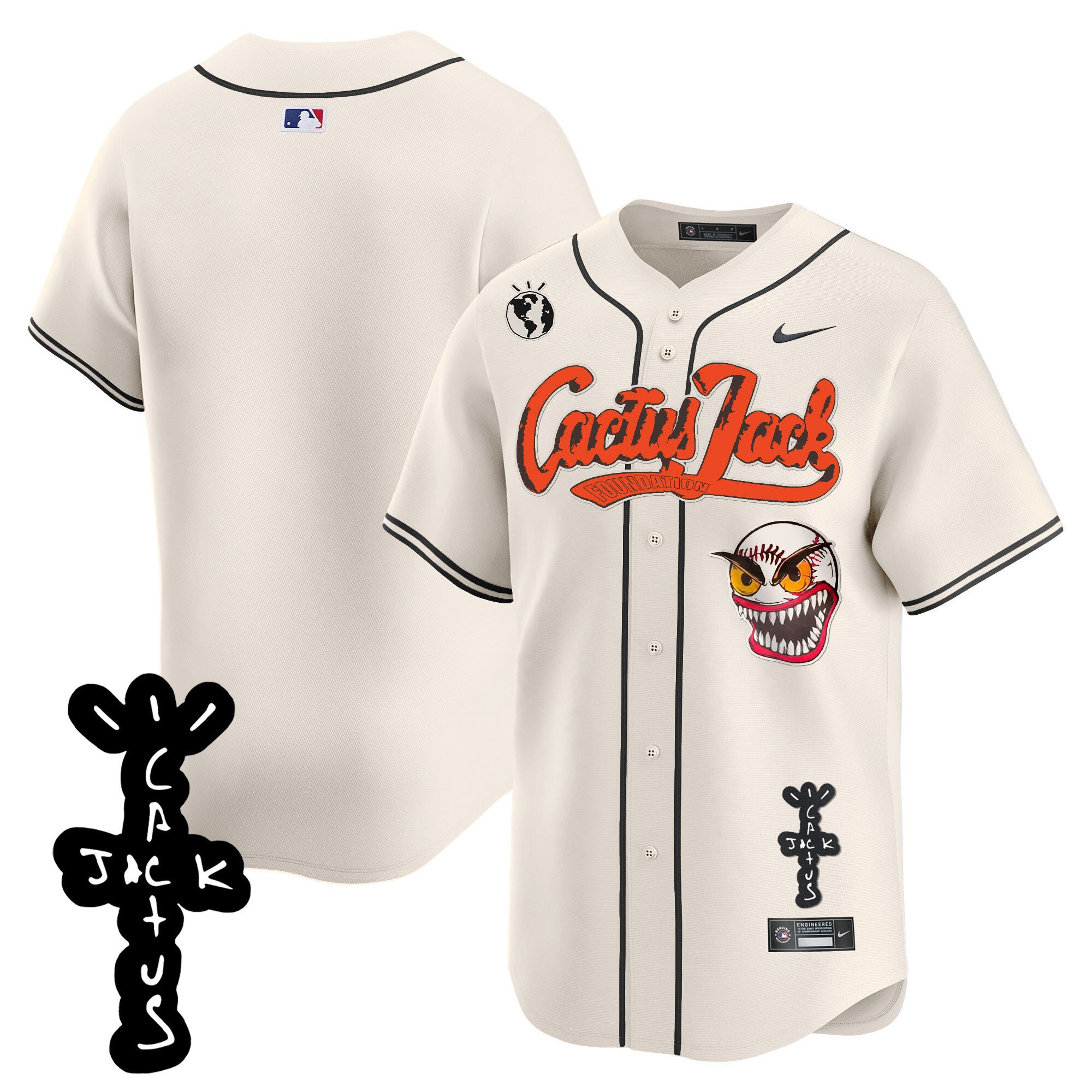 Houston Astros Cactus Jack Patch V2 Men Jersey - Cream