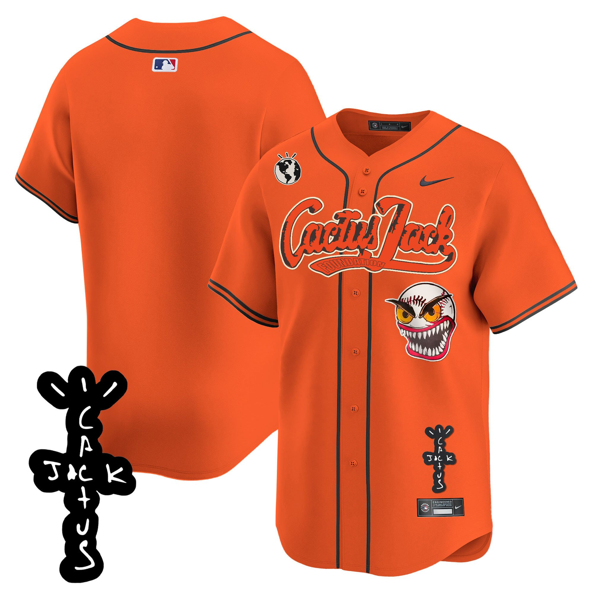 Houston Astros Cactus Jack Patch V2 Men Baseball Jersey - Orange