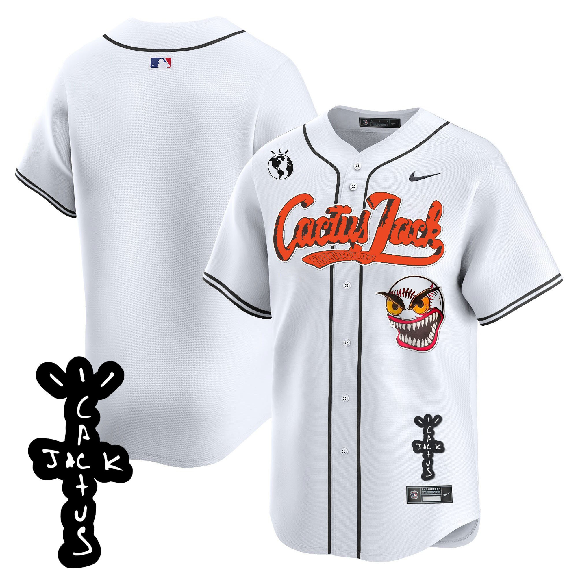 Houston Astros Cactus Jack Patch V2 Men Jersey - White