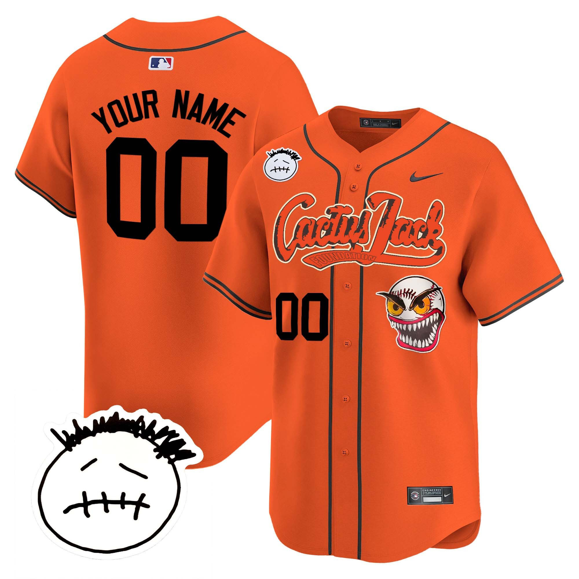 Houston Astros Cactus Jack Patch V3 Custom Men Baseball Jersey - Orange 