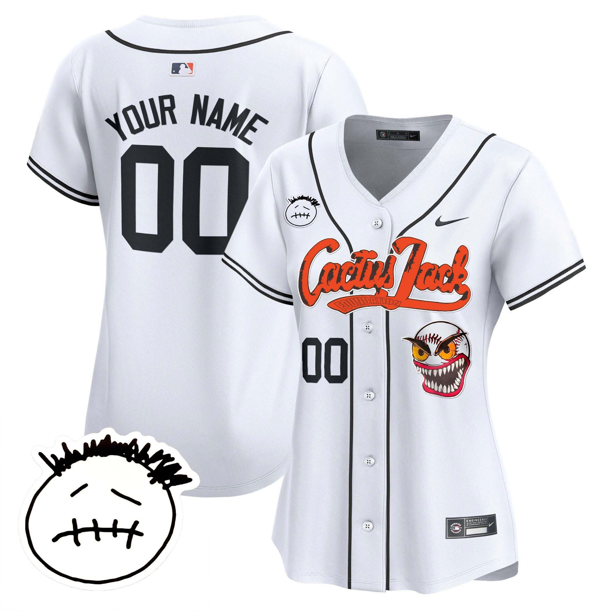 Houston Astros Cactus Jack Patch V3 Custom Women Baseball Jersey - White 