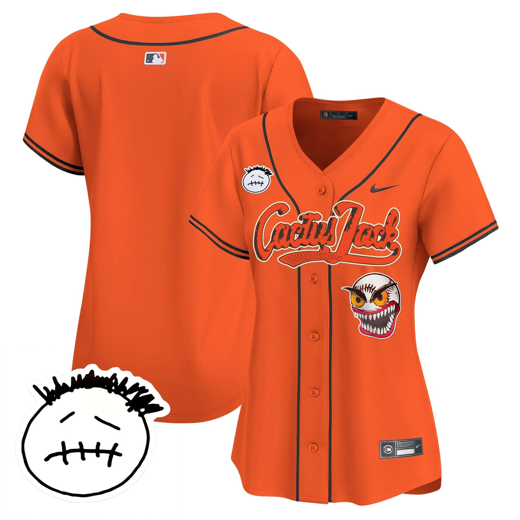 Houston Astros Cactus Jack Patch V3 Women Baseball Jersey - Orange 