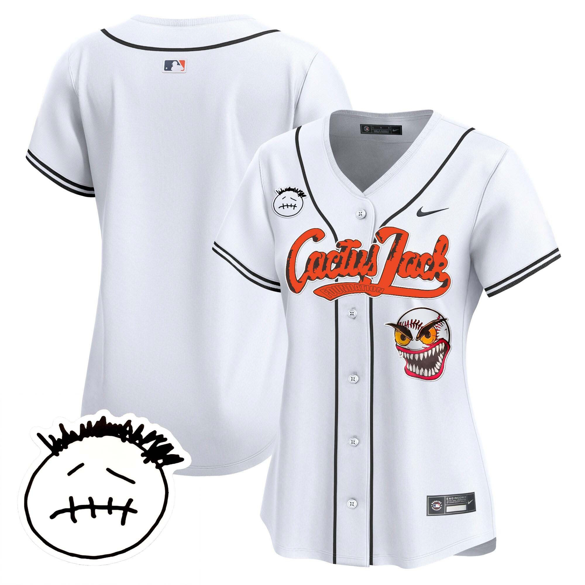 Houston Astros Cactus Jack Patch V3 Women Baseball Jersey - White 