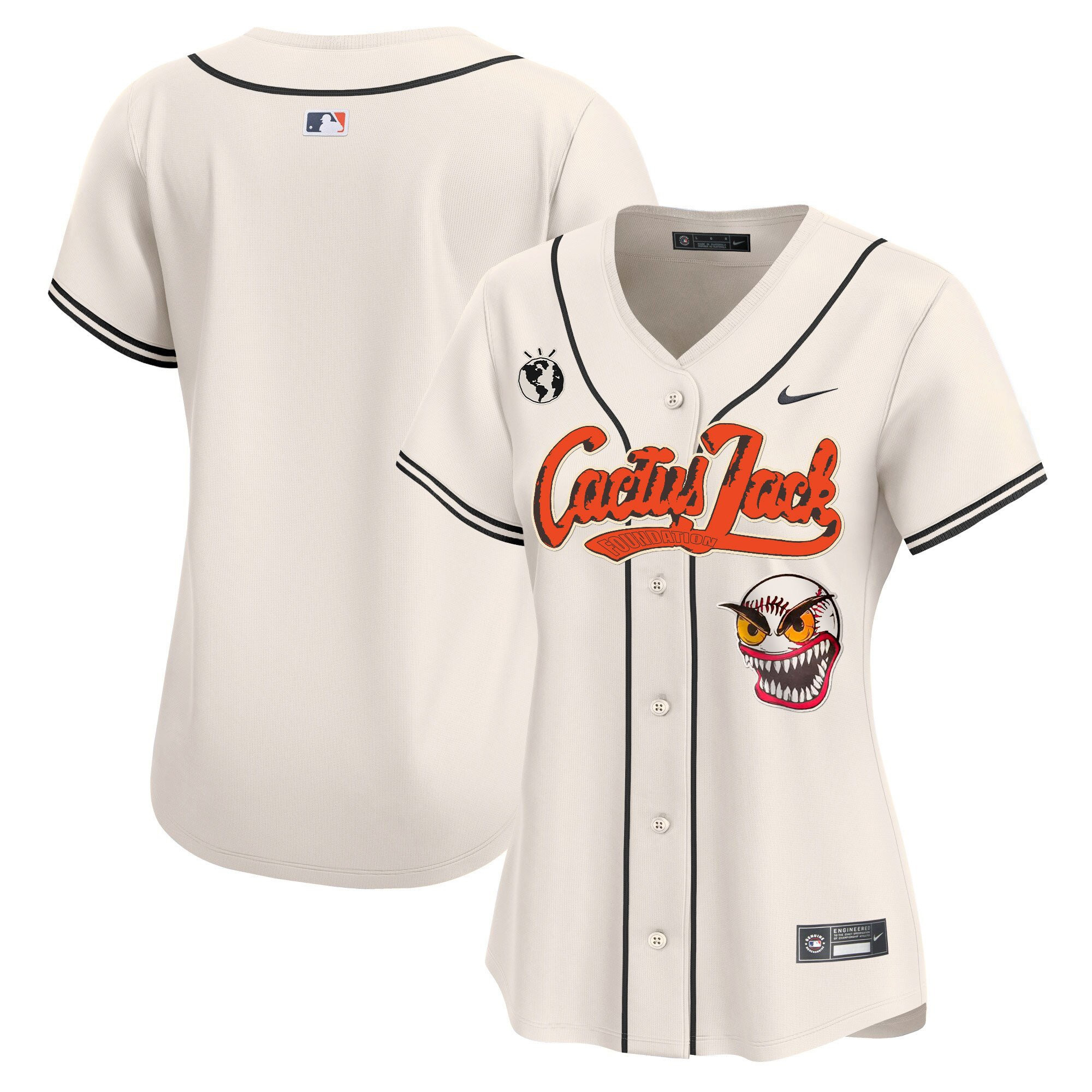 Houston Astros Cactus Jack Patch Women Baseball Jersey - Cream