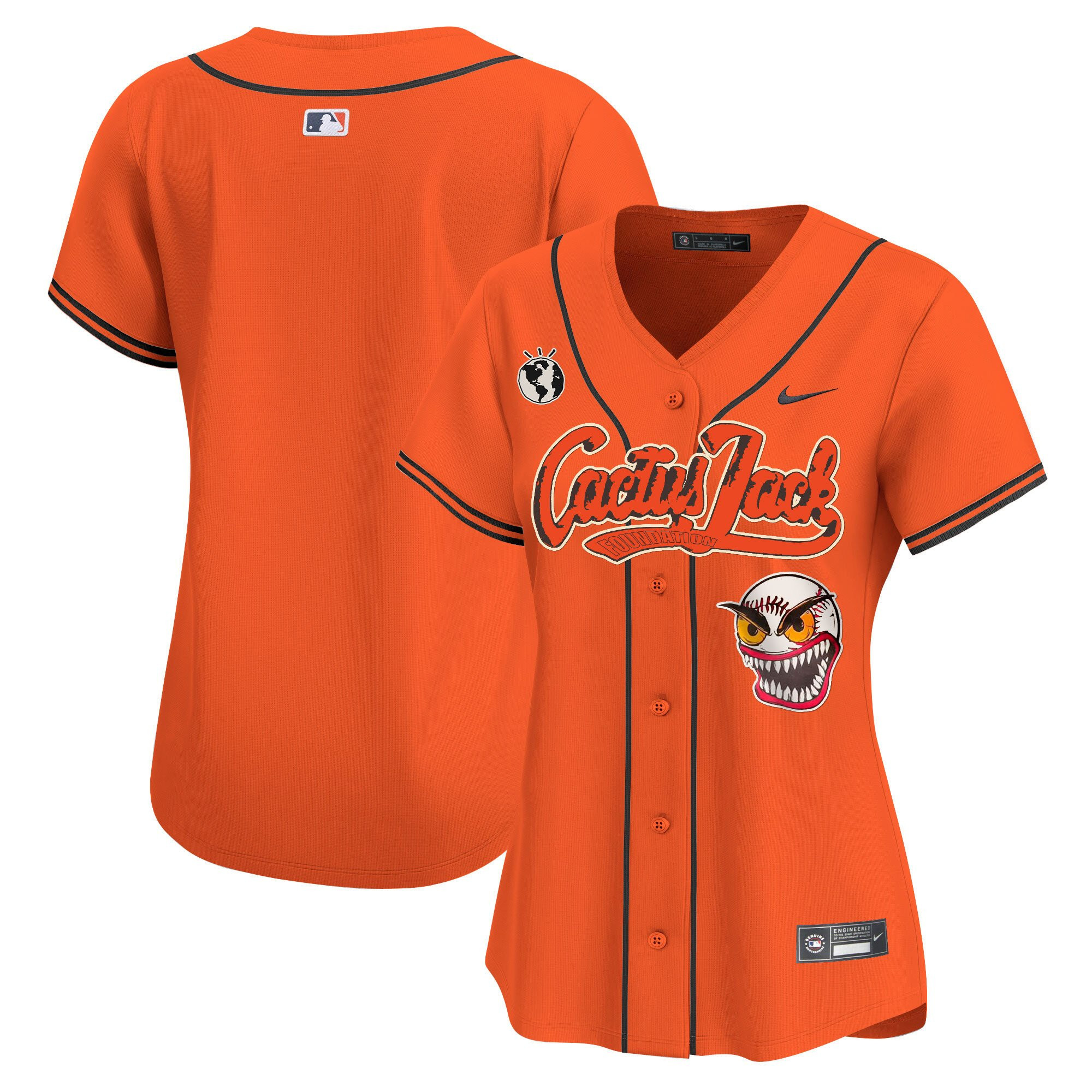 Houston Astros Cactus Jack Patch Women Baseball Jersey - Orange