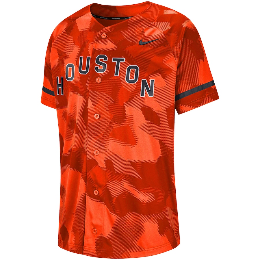 Alternative view of Houston Astros Camo Baseball Jersey – Orange