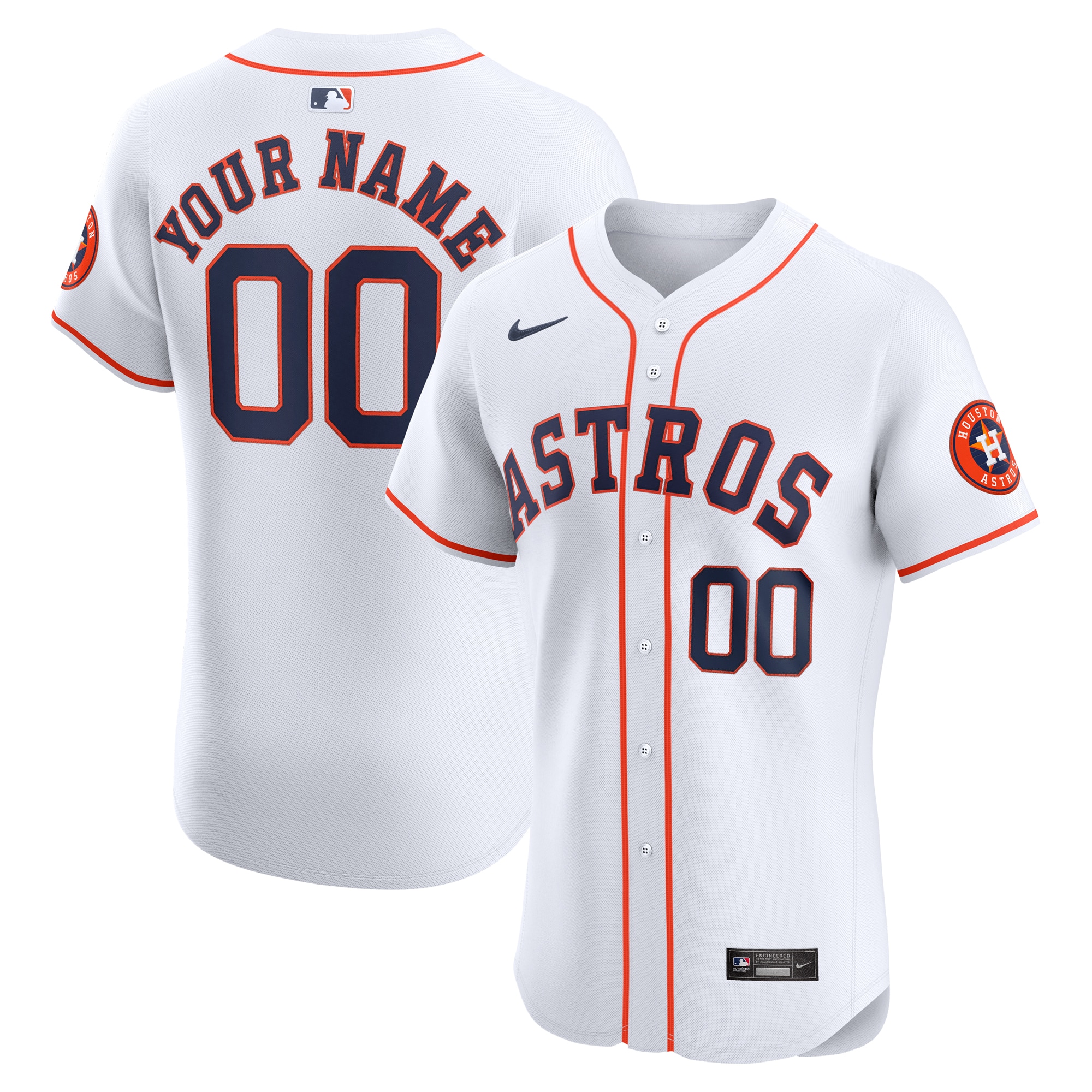 Houston Astros Home Elite Custom Baseball Jersey - White