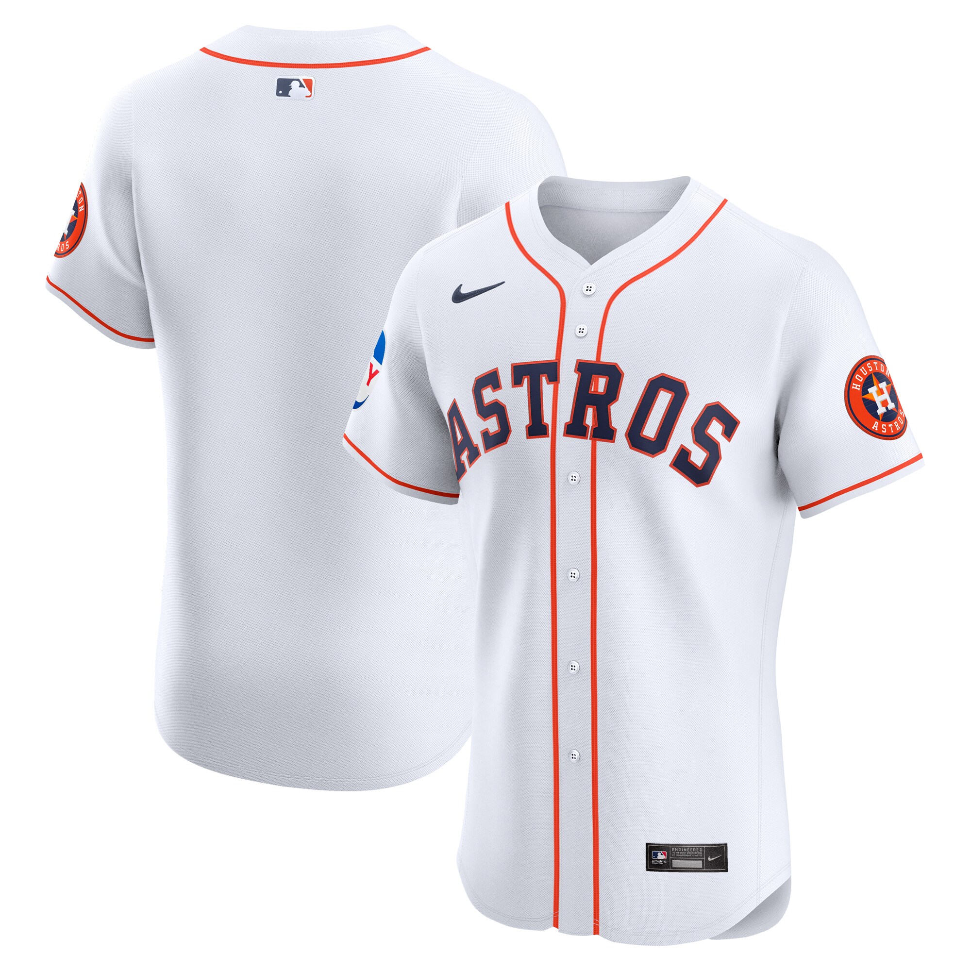 Houston Astros Home Elite Patch Baseball Jersey - White