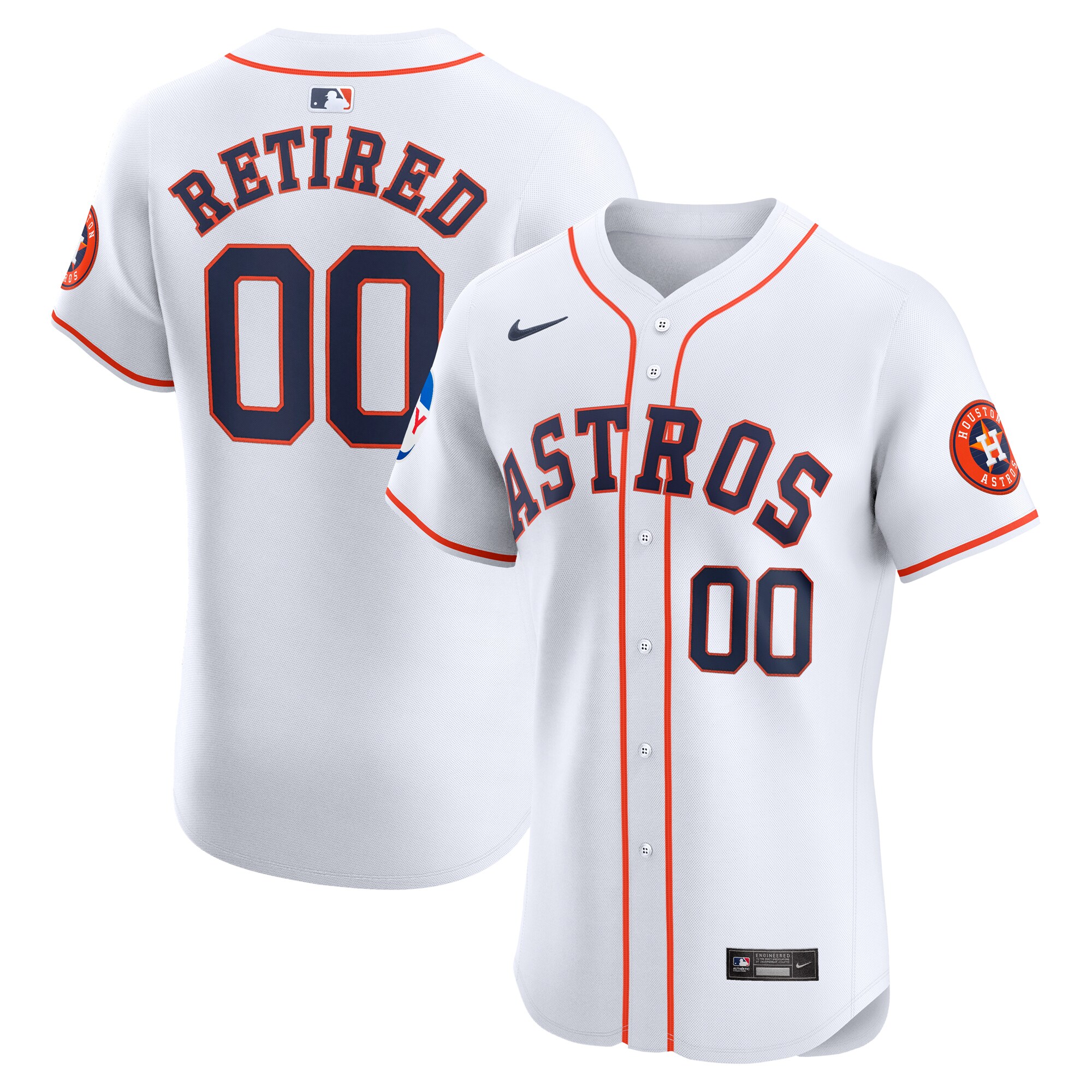 Houston Astros Home Elite Pick-a-player Retired Roster Patch Baseball Jersey - White