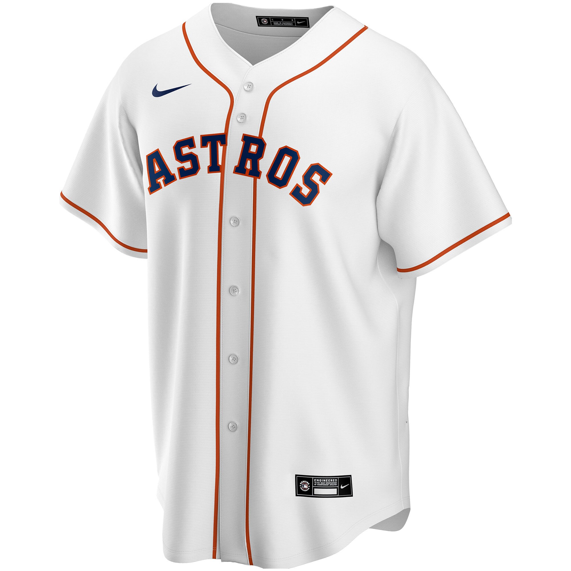 Alternative view of Houston Astros Home Replica Custom Baseball Jersey - White
