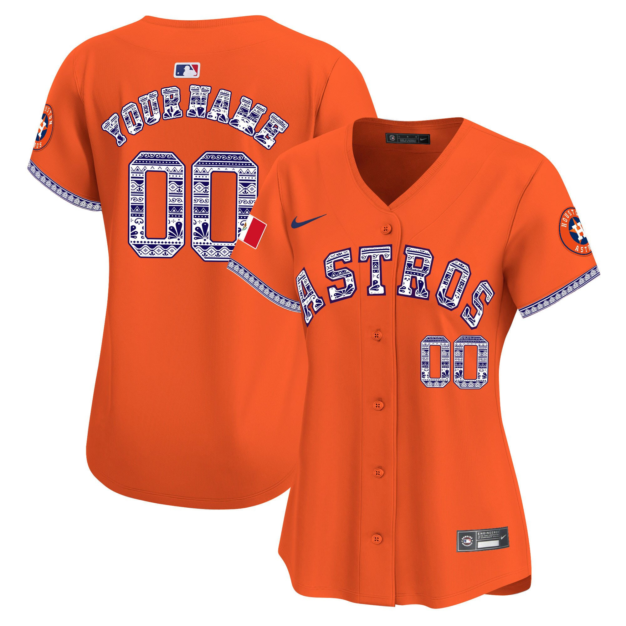 Houston Astros Mexico Custom Women Baseball Jersey - Orange 