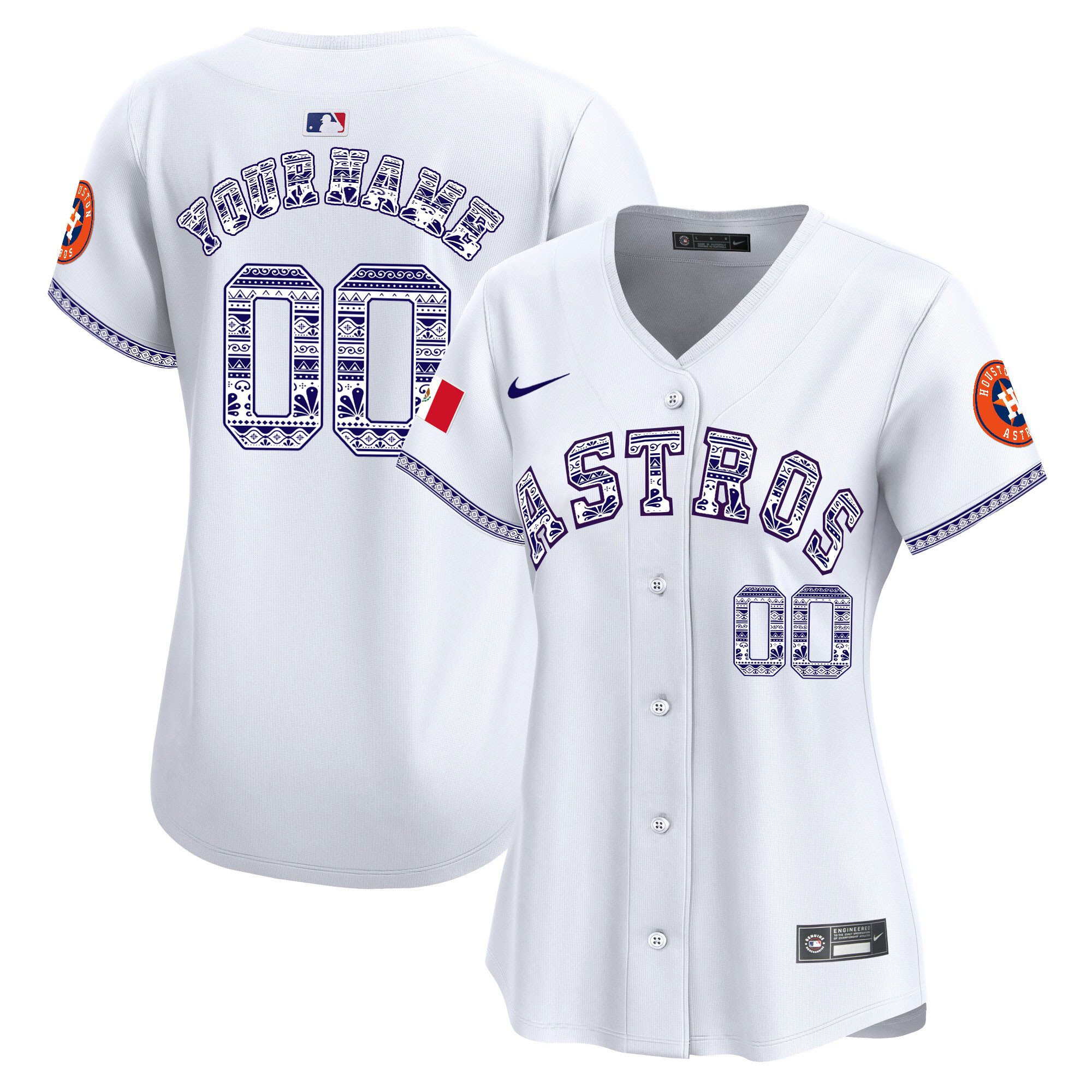 Houston Astros Mexico Custom Women Baseball Jersey - White 