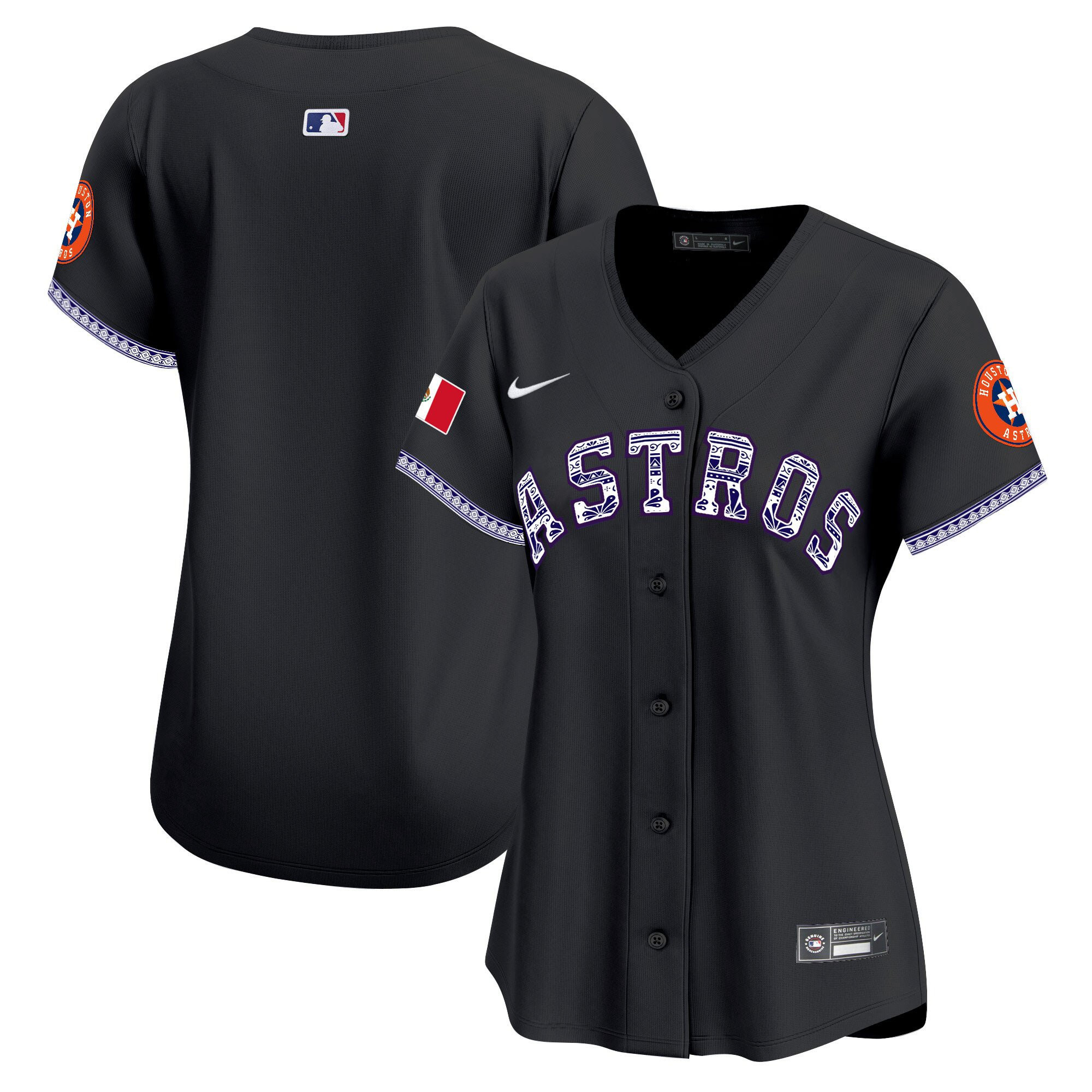 Houston Astros Mexico Women Baseball Jersey - Black 