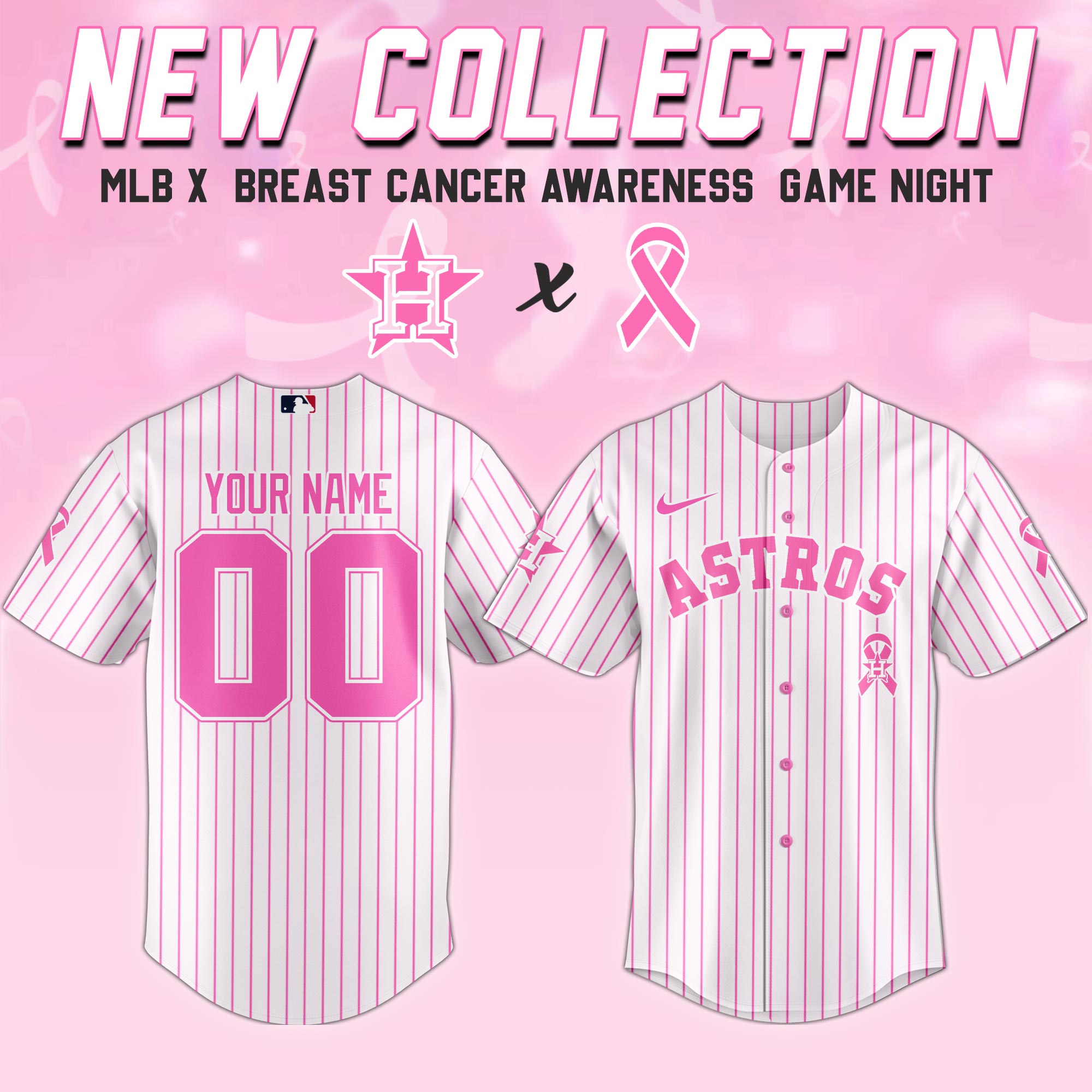 Houston Astros Mlb X Breast Cancer Awareness Month United In Pink Custom Baseball Jersey