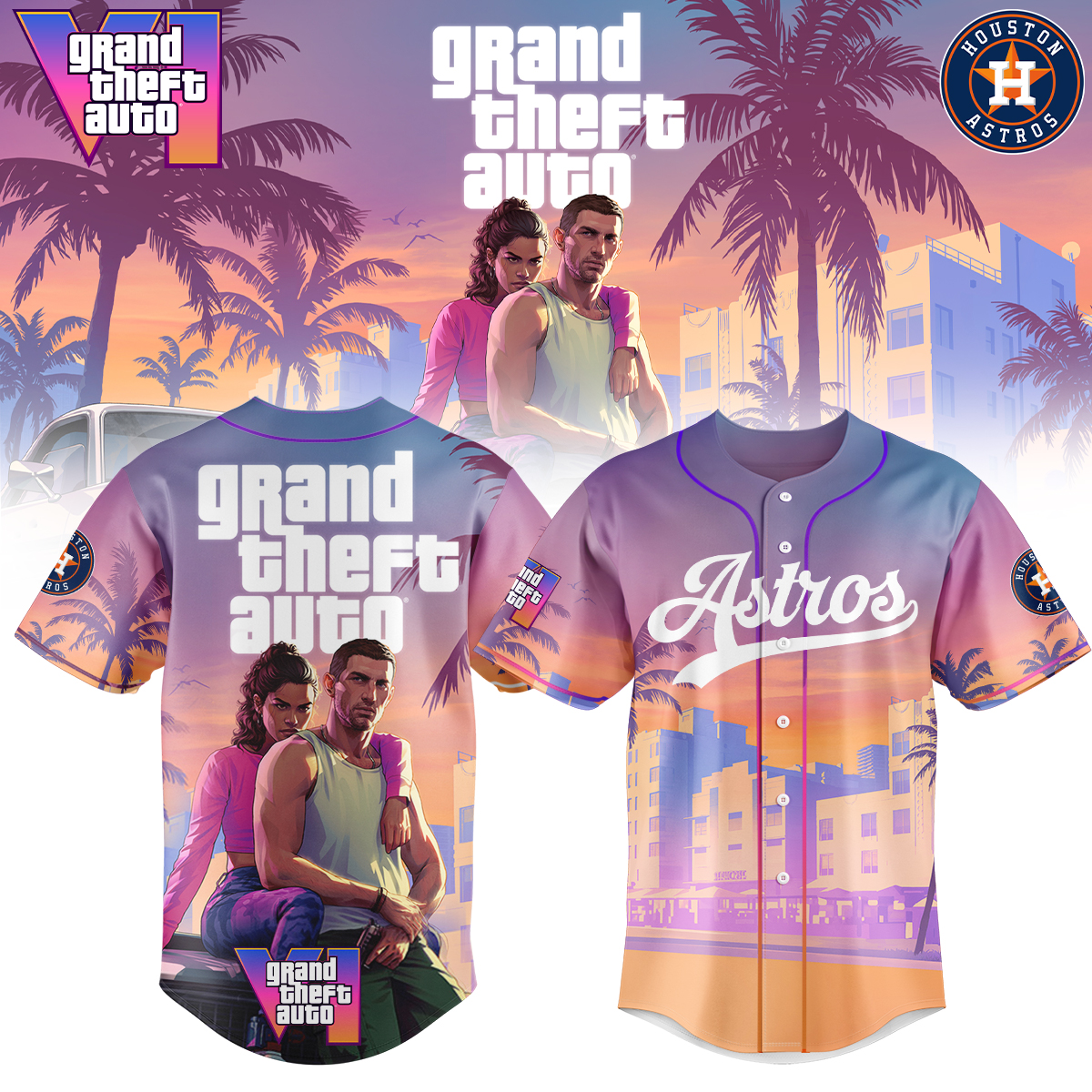 Houston Astros Mlb X Grand Theft Auto Custom Baseball Jersey
