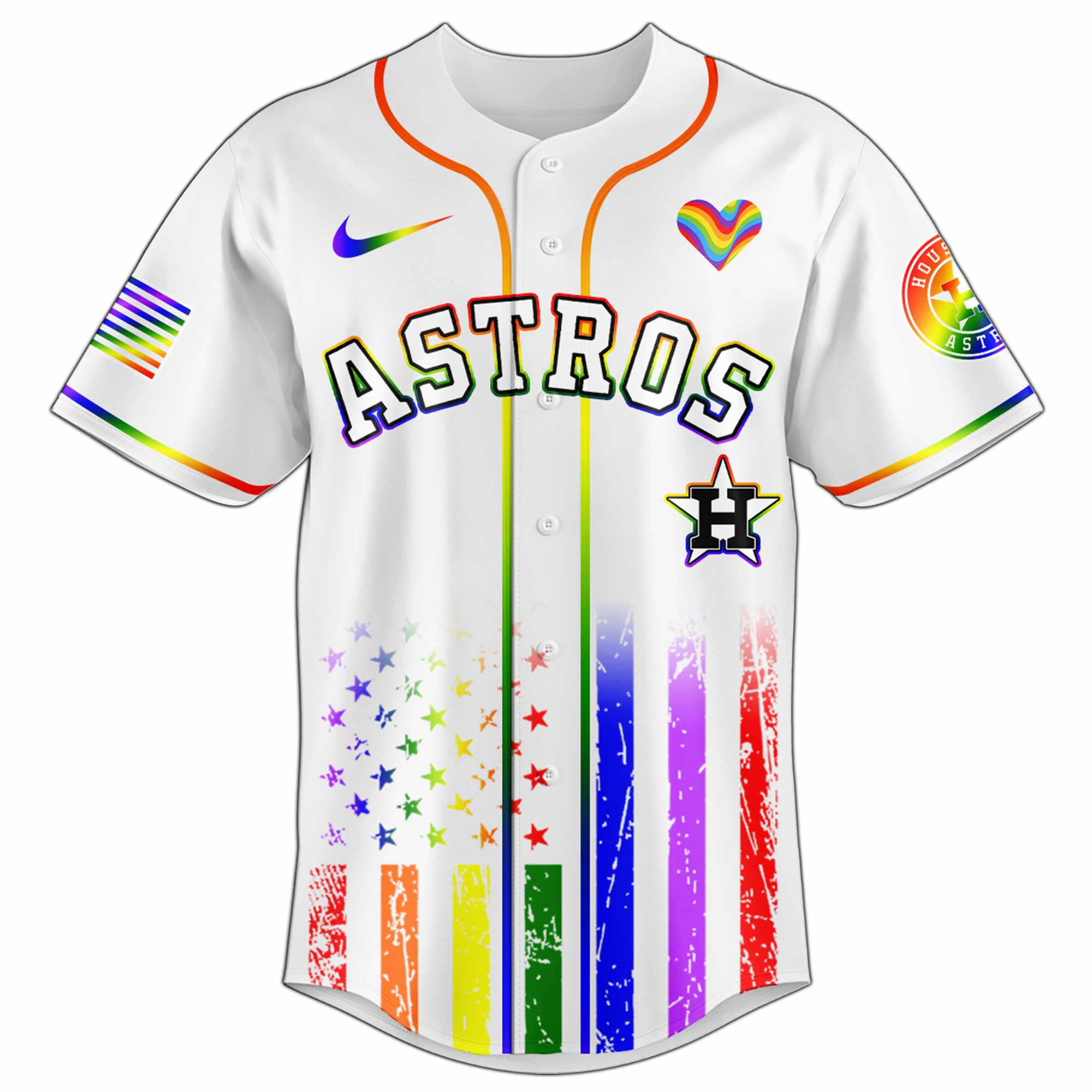 Alternative view of Houston Astros Mlb X Happy Pride Month Limited Edition Custom Baseball Jersey 2025