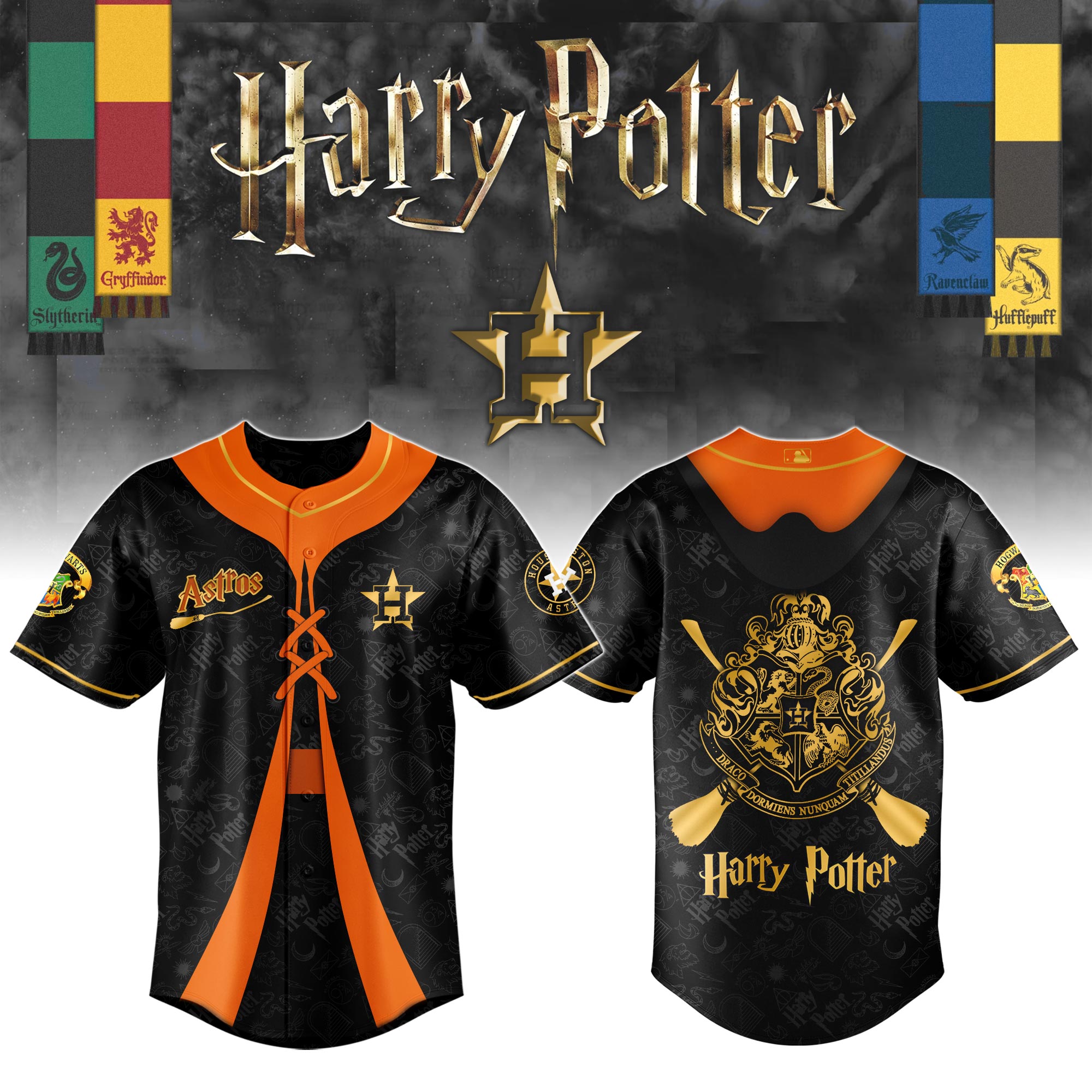 Houston Astros Mlb X Harry Potter Night Custom Baseball Jersey