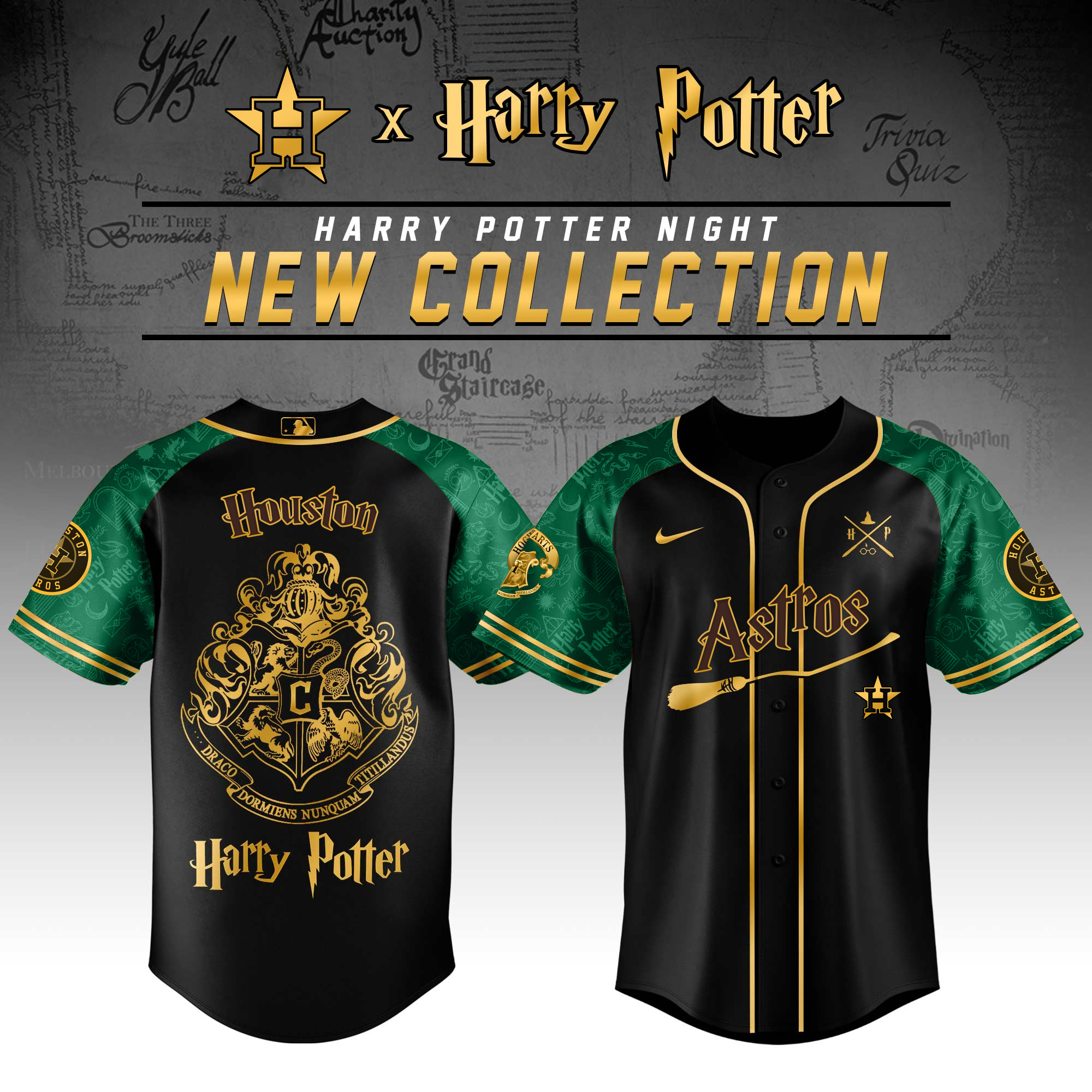 Houston Astros Mlb X Harry Potter Slytherin House Custom Baseball Jersey
