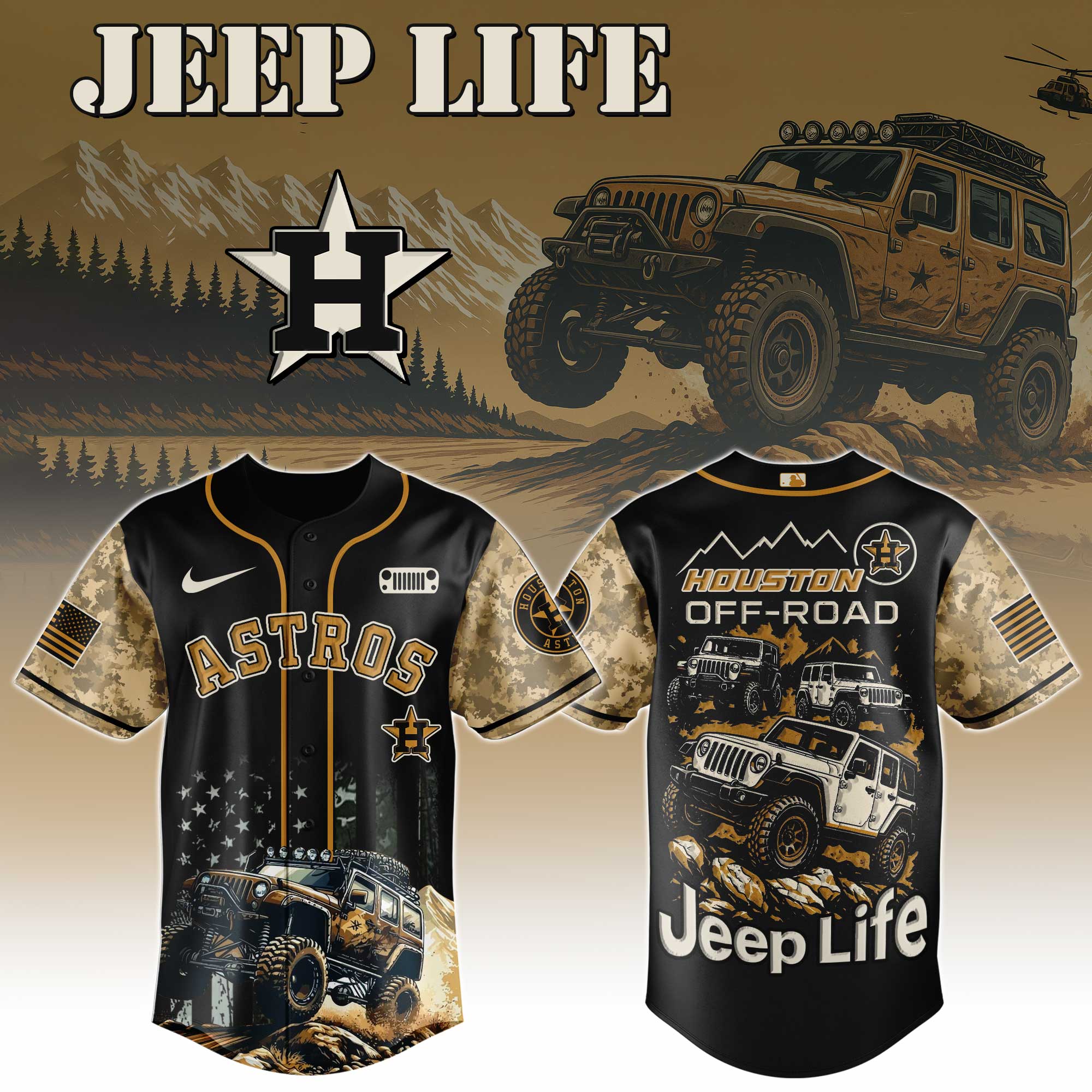 Houston Astros Mlb X Jeep Life Custom Baseball Jersey