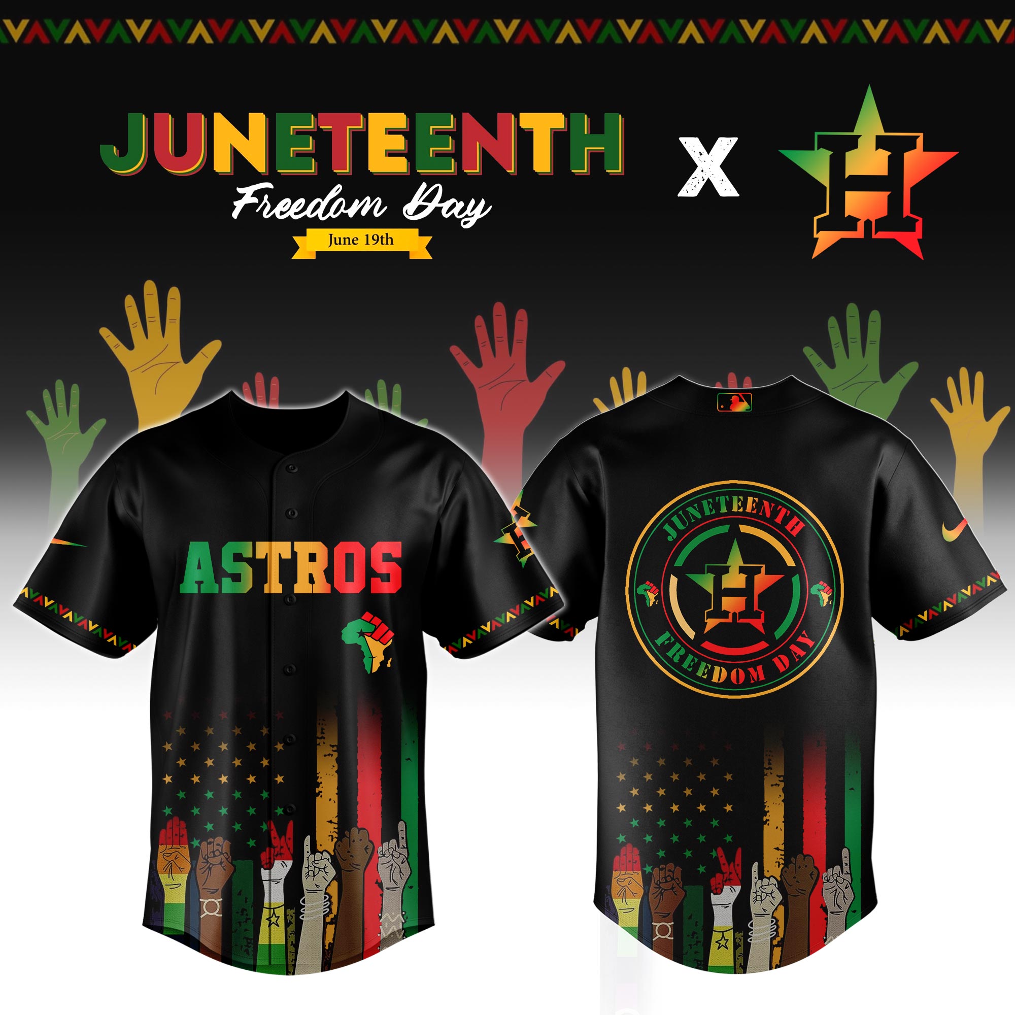 Houston Astros Mlb X Juneteenth Custom Baseball Jersey 2025