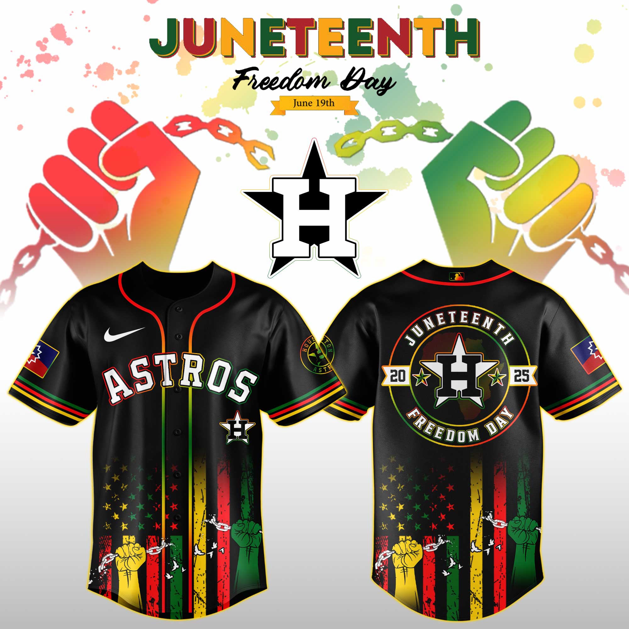 Houston Astros Mlb X Juneteenth Day Custom Baseball Jersey Edition Custom Baseball Jersey 2025