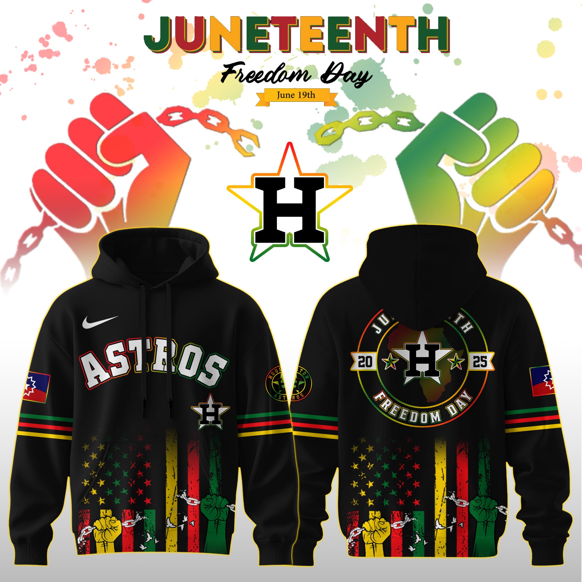 Houston Astros Mlb X Juneteenth Freedom Day Edition Custom Hoodie 2025