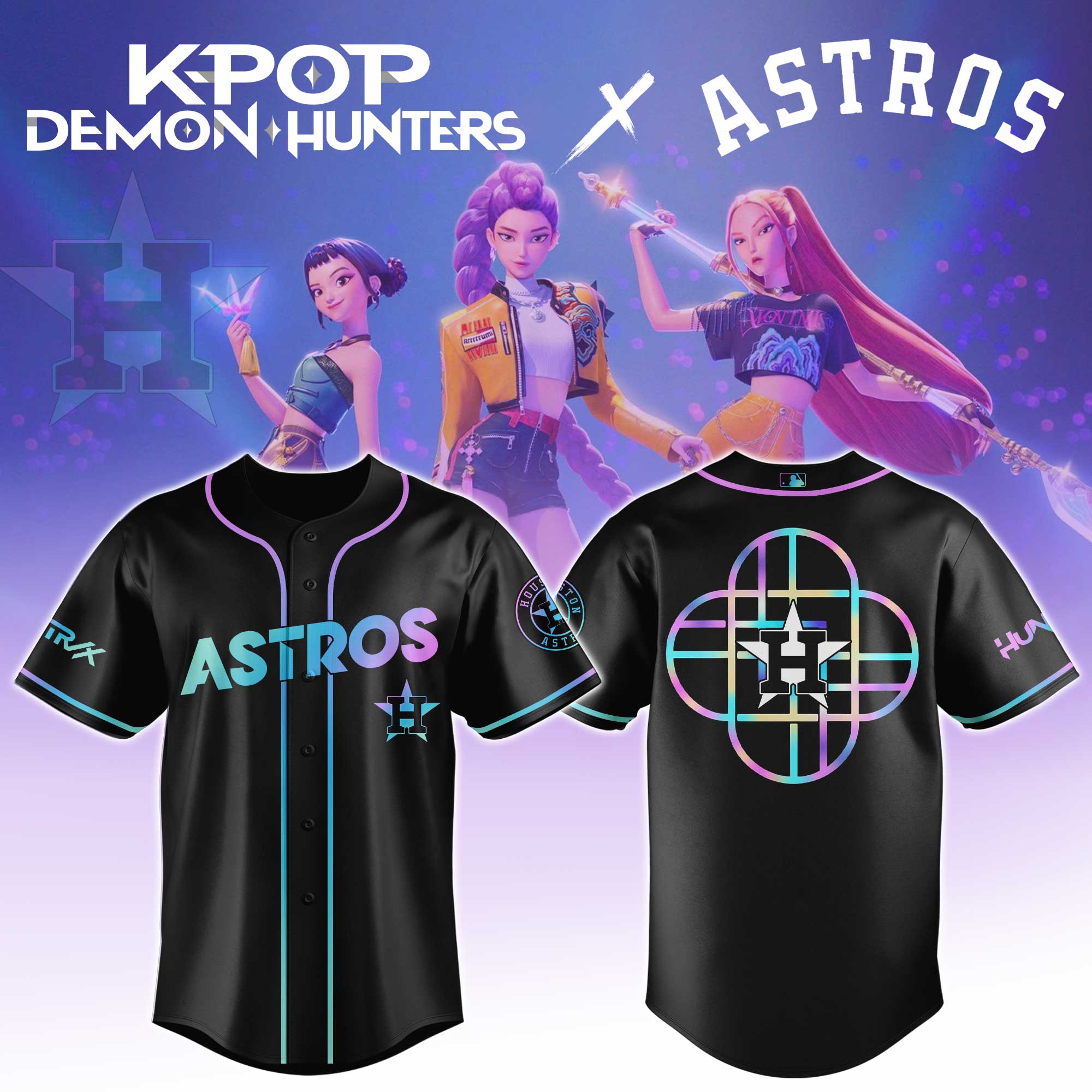 Houston Astros Mlb X Kpop Demon Hunters Huntrx Custom Baseball Jersey