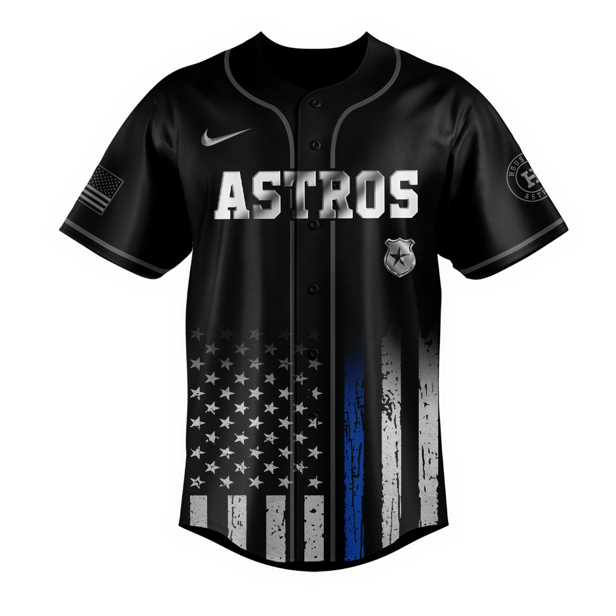 Alternative view of Houston Astros Mlb X Law Enforcement Night Edition Custom Baseball Jersey 2025